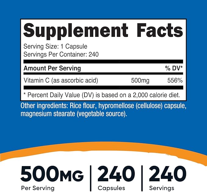 Nutricost Vitamin C 500mg, 240 Capsules, Vegetarian, Gluten Free & Non-GMO