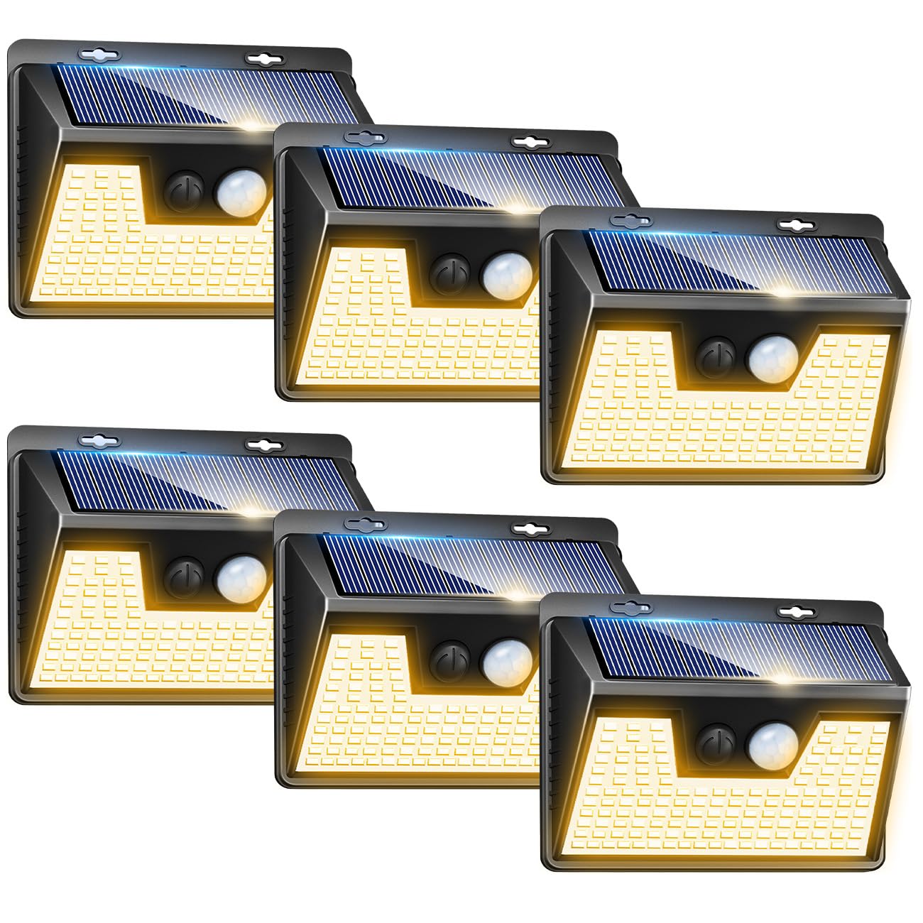 Peasur Solar Motion Lights Outdoor, 6 Pack 140 Led, Waterproof Warm White, 3 Modes Security Lighting For Garden, Model Ws18Py-6