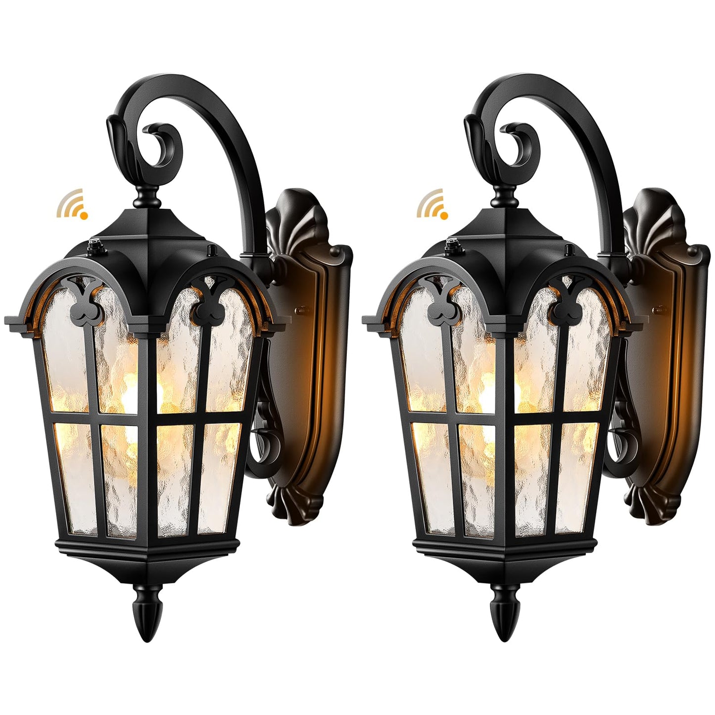 Vianis Black 2-Pack Outdoor Porch Lights  Dusk To Dawn Outdoor Lighting  Anti-Rust Waterproof Garage Light Wall Mount  Modern Patio Wall Sconce With Rippled Glass  Outside Lights For House  Entryway