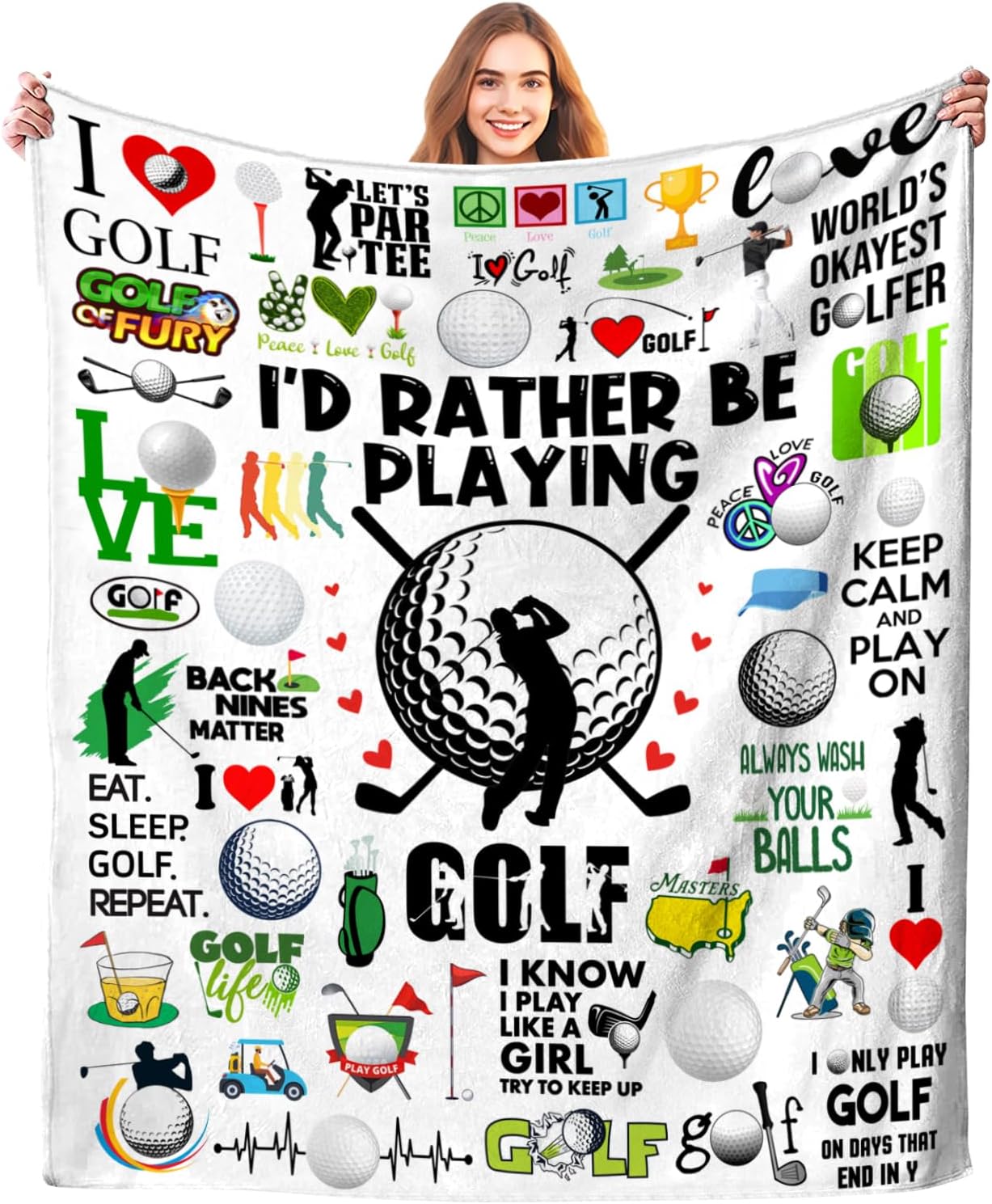 Golf Blanket Gifts Merch for Men Women Soft Flannel Golfing Theme Decor Blanket Bedding Gifts for Golf Lovers Boys Girls Men Women 50"X40"