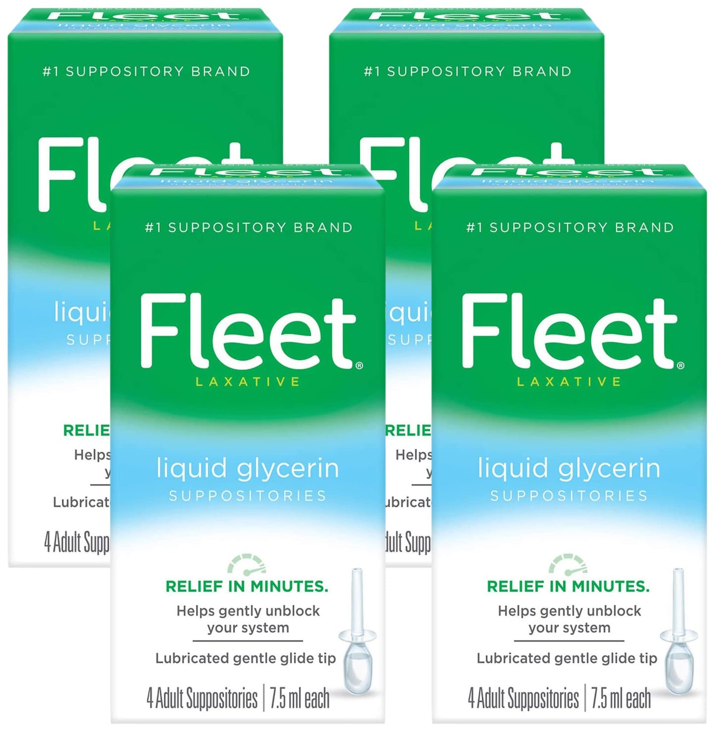 Fleet Liquid Glycerin Suppositories for Adult Constipation, 4 Count (Pack of 4)