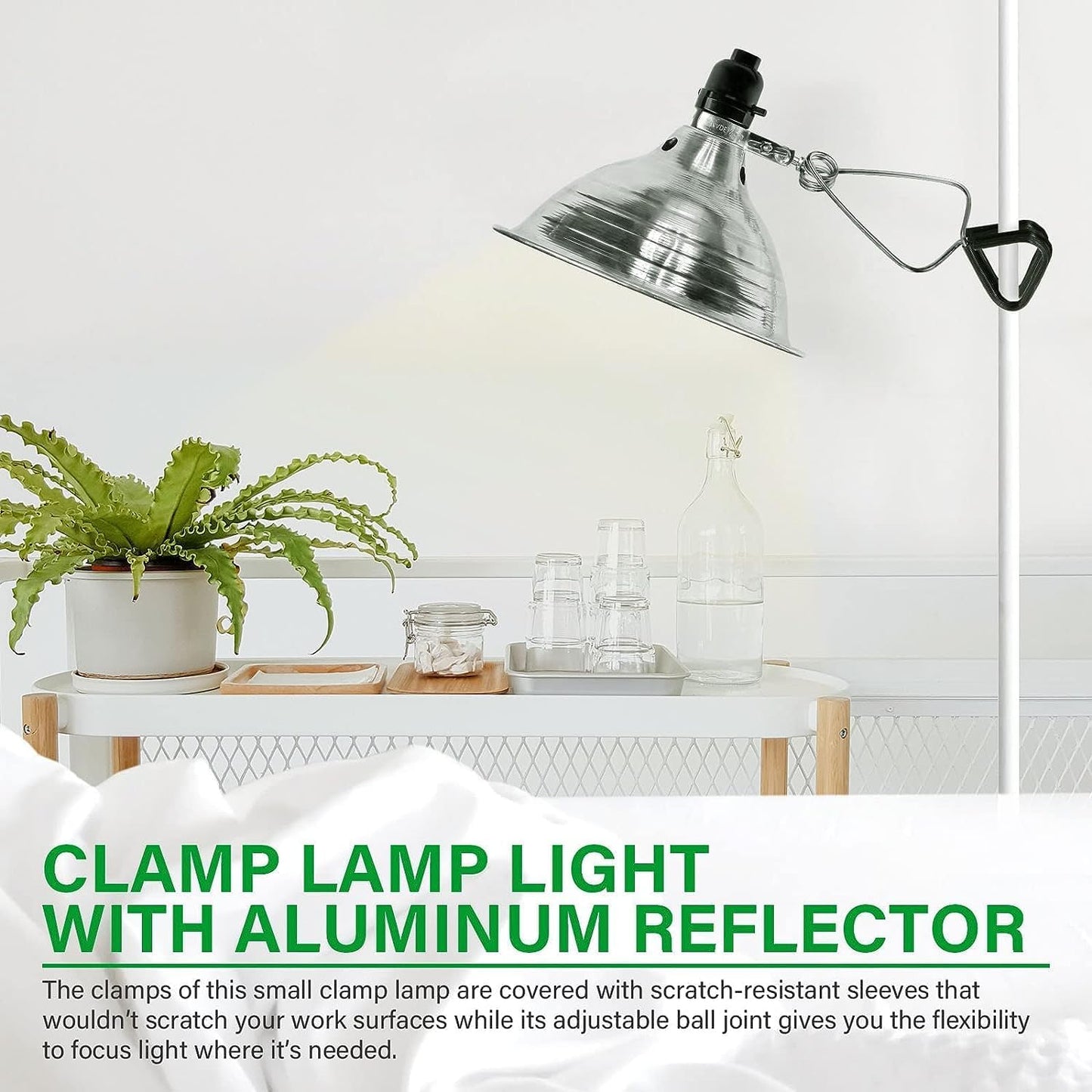 Simple Deluxe Clamp Lamp Light Socket, 8.5in Aluminum Reflector, Max 150W, 6ft Cord, Silver, 6-Pack