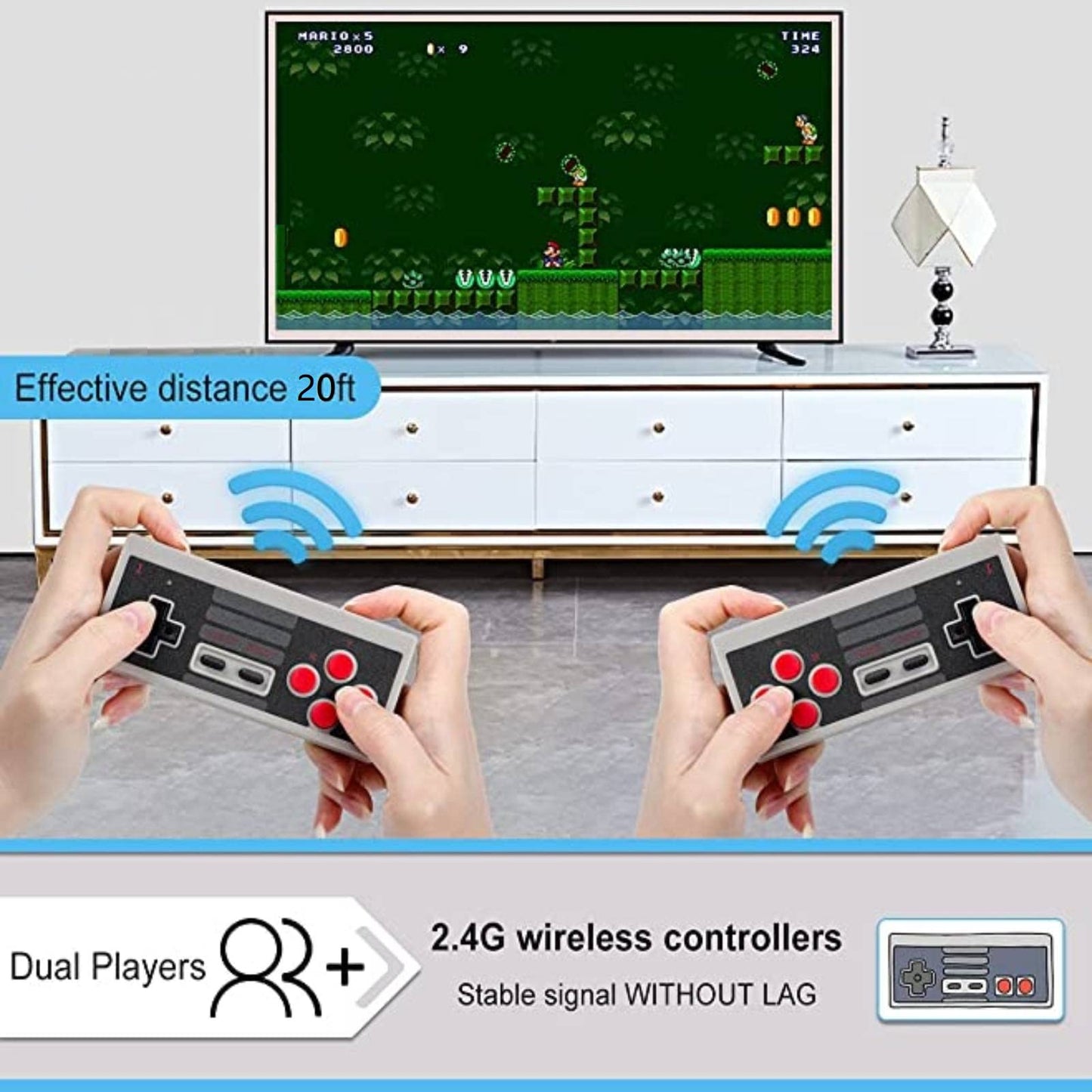 Classic Mini Retro Game Console Built-in 620 Classic Video Games,AV Output and Dual Wireles Game Controllers.AV Output 8-Bit Game System for TV. (Grey-Black)