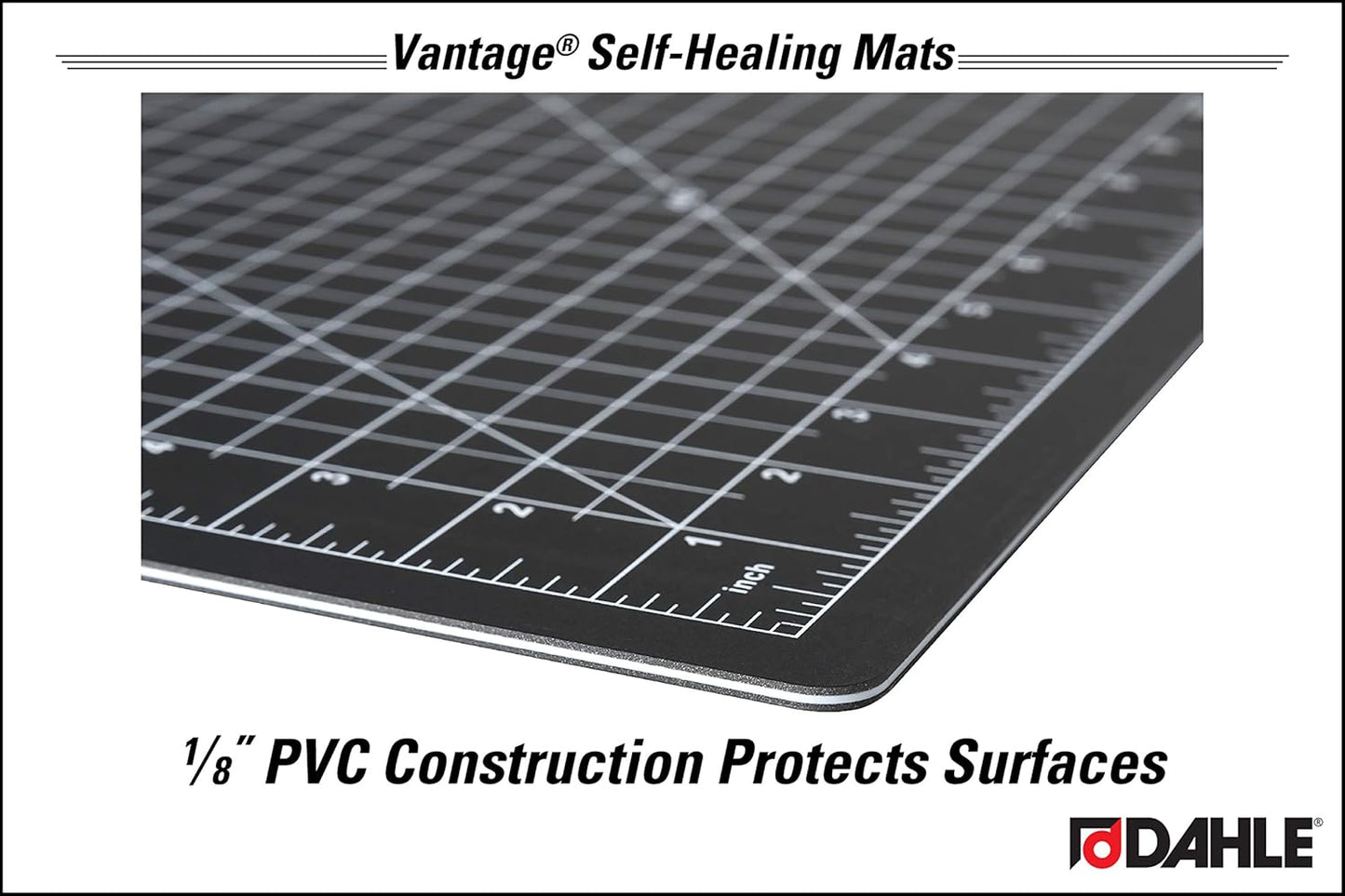 Dahle Vantage 10670 Premium Self-Healing Cutting Mat, 9"x12", 1/2" Grid, 5 Layers for Max Healing, Perfect for Crafts & Sewing, Black