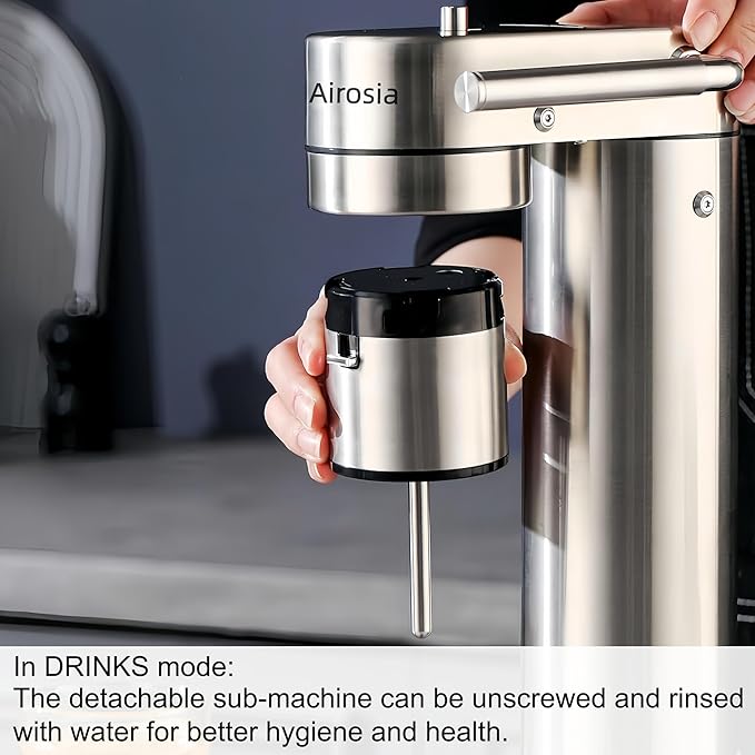 Sparkling Water Maker - 304 Stainless Steel Soda Maker, Carbonates Any Drink, Carbonator Machine with BPA Free Bottles(1L+0.5L) (CO2 Carbonator NOT Included)