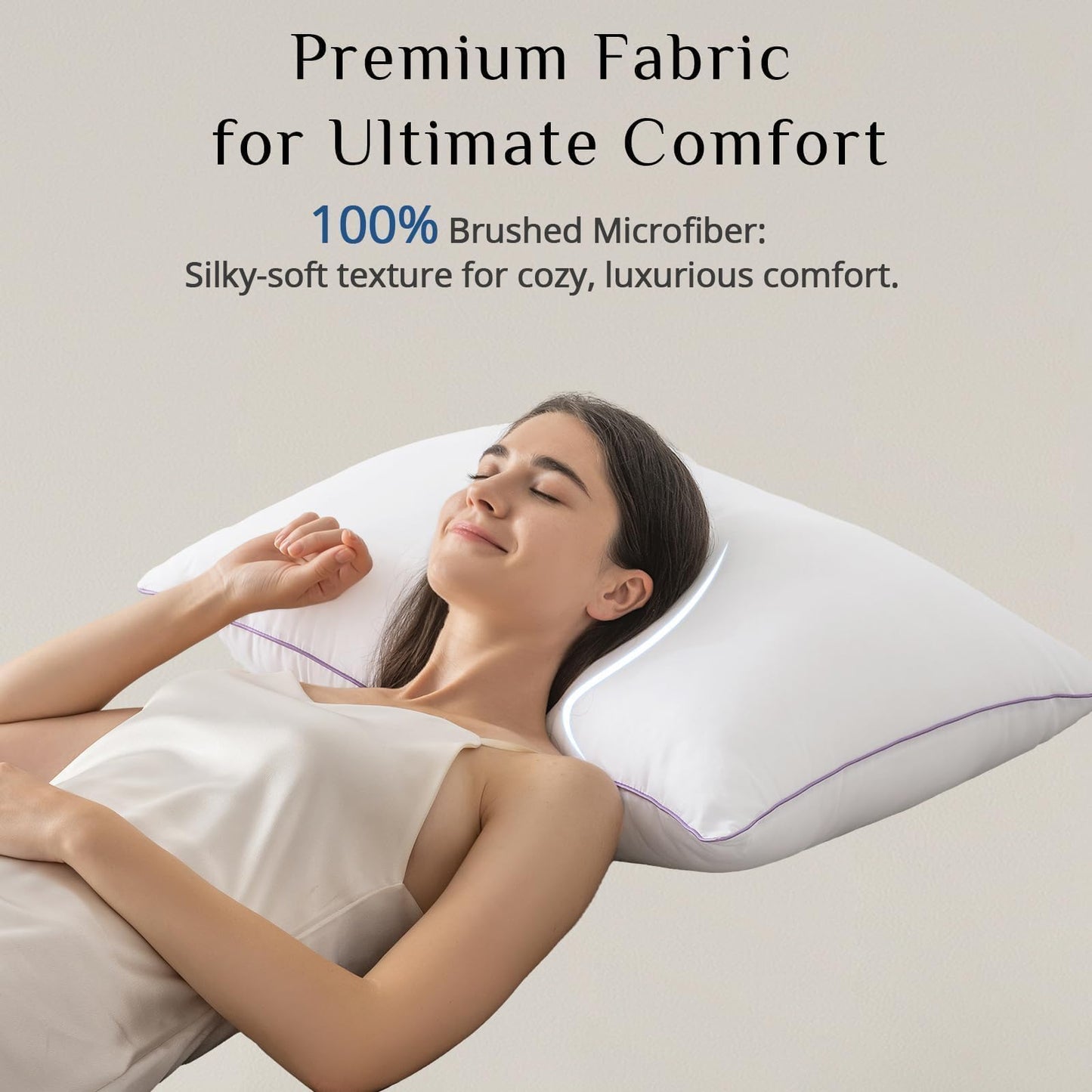 JOLLYVOGUE Pillows Queen Size Set of 2, Medium Supportive Bed Pillows with Super Soft Down Alternative Fill, Luxury Fluffy Hotel Quality for Side, Back, and Stomach Sleepers