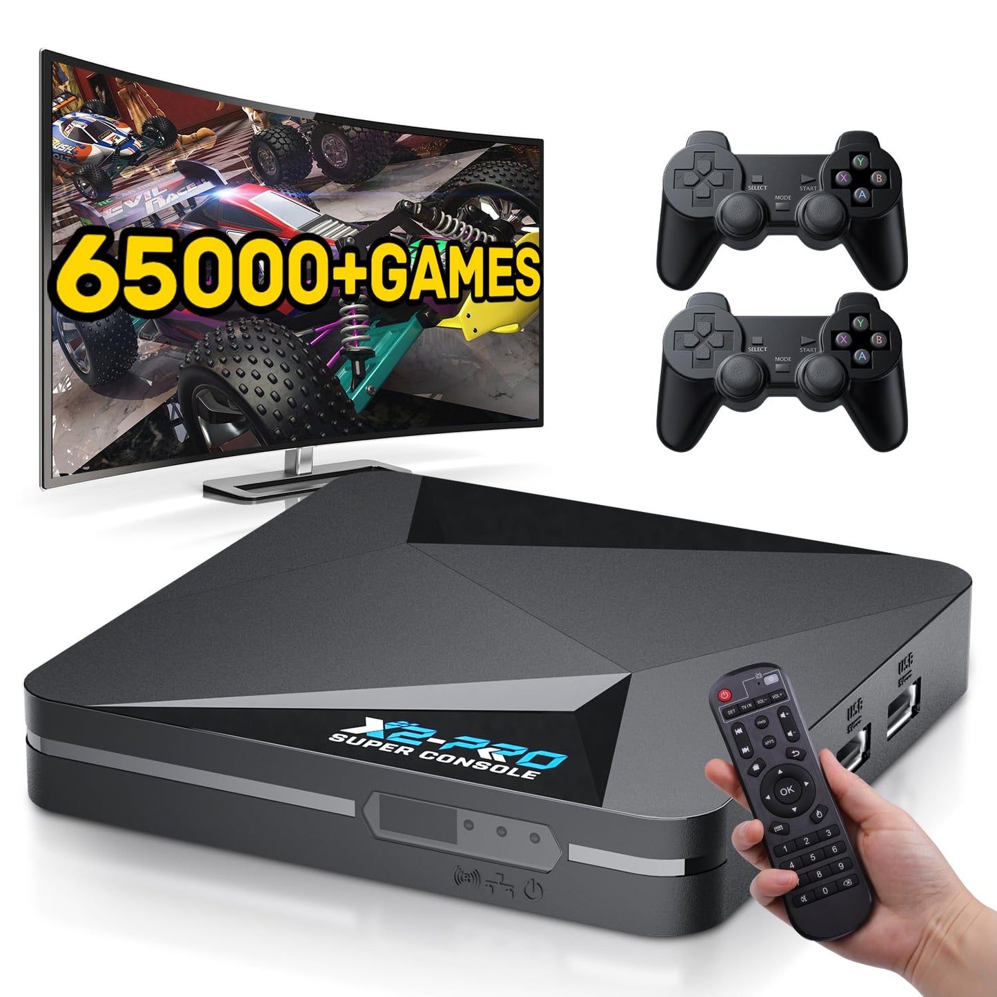 2025 Upgrade Kinhank Retro Game Console,Super Console X2 PRO Emulator Console with 65,000+ Classic Games,Retro Gaming Console with EmuElec 4.6 &Android 9.0,4K HD Output,2.4+5G WiFi,BT 5.0