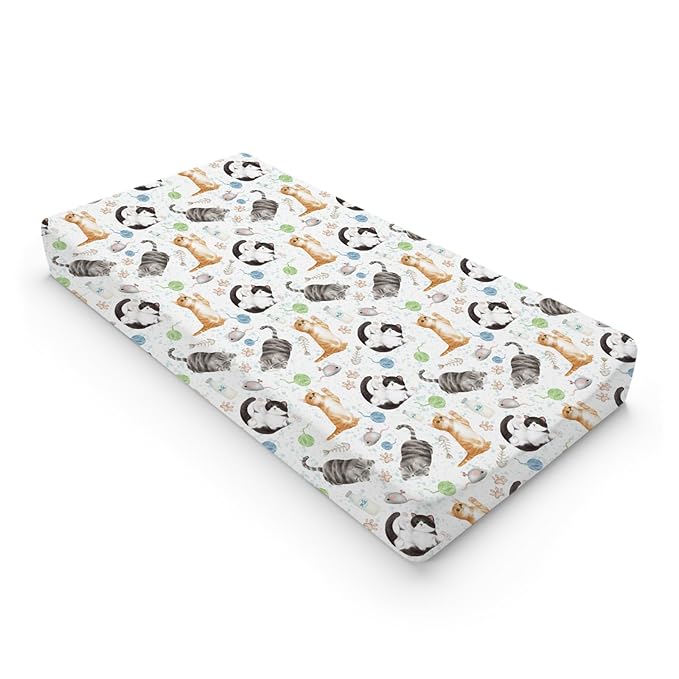Watercolor Cats Changing Pad Covers Cute Cats Paws Milk Baby Changing Table Sheet for Boy Girl Cats Lovers Gift Soft Breathable Stretch Fitted Diaper Changing Pad Table Mats Nursery Bedding 32''x16''