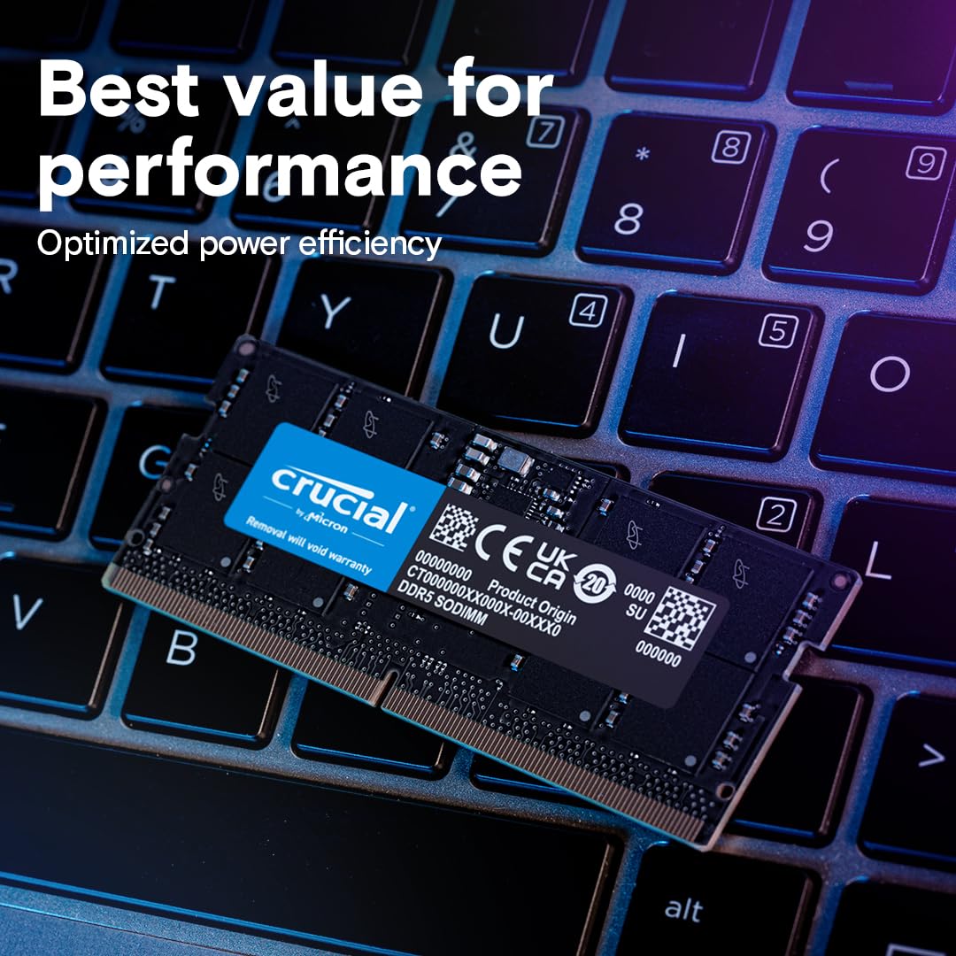 Crucial 16Gb Ddr5 Ram, 5600Mhz (Or 5200Mhz Or 4800Mhz) Laptop Memory, Sodimm 262-Pin, Compatible With 13Th Gen Intel Core And Am