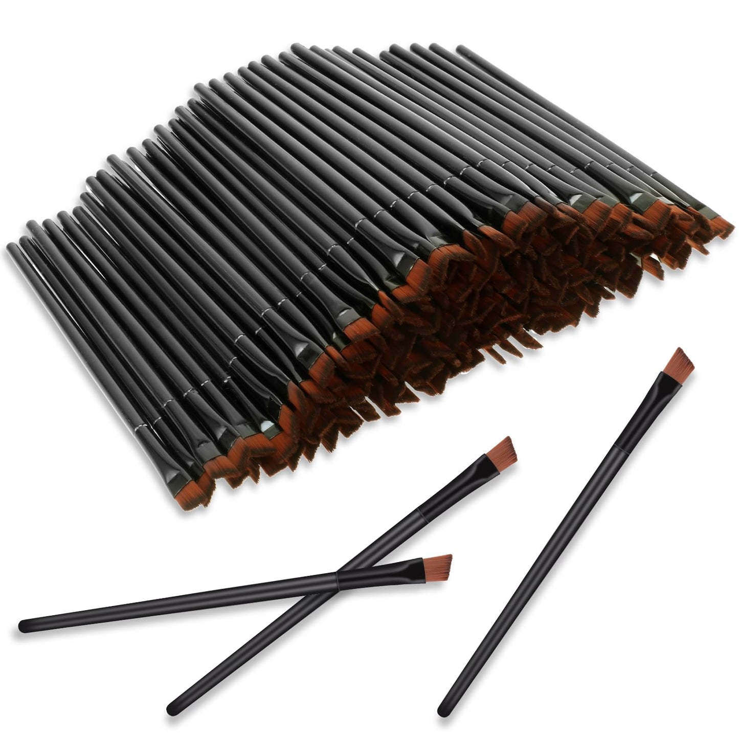 200 Pieces Disposable Angled Eyebrow Brushes Bulk Brow Tint Brush Eye Brow Brush Flat Tapered Eyeliner Brush Tinting Concealer B