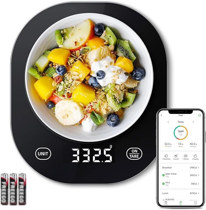 Arboleaf Smart Food Kitchen Scale, 22lb Digital Food Scale with Nutritional Calculator, Smart Kitchen Weighing with App fo...