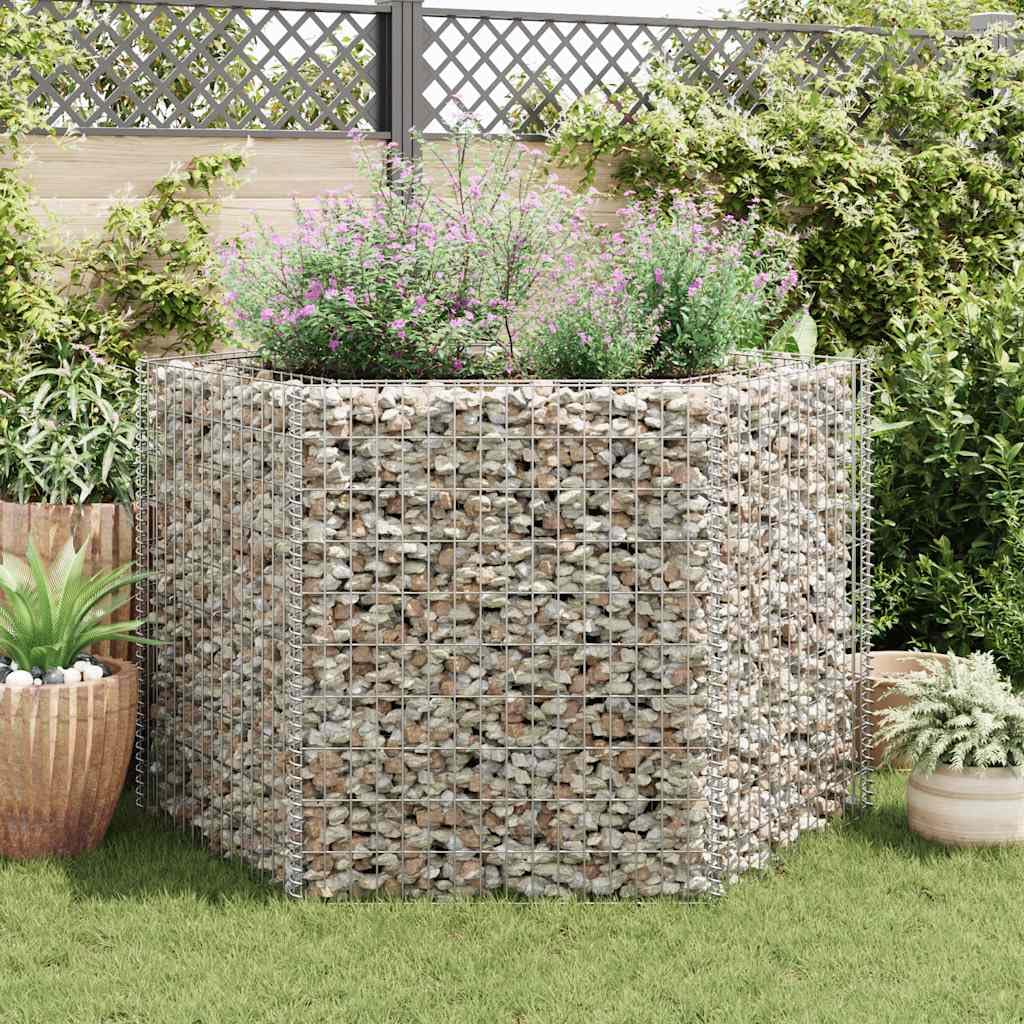 HETFTJN Hexagonal Gabion Raised Garden Bed 63"x55.1"x39.4" Large Galvanized Steel Planter Box for Outdoor Patio Flower Beds Sturdy Construction