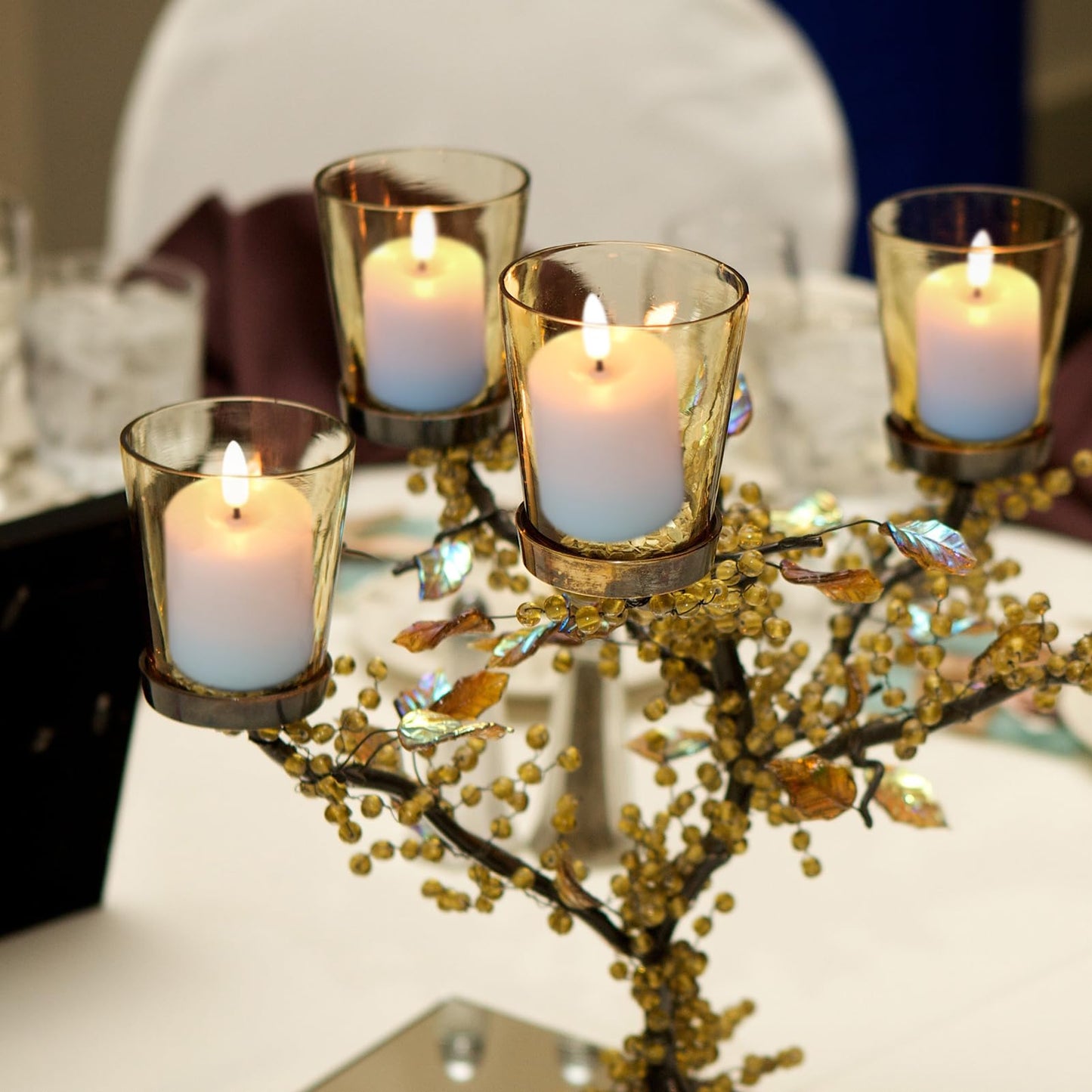 KunSwenn LED Votive Flickering Flameless Candles, Flameless Pillar Candlesticks with 3D Wick Realistic, Real Wax Candles Battery Operated for Wedding Birthday Home Decor (Battery Included)