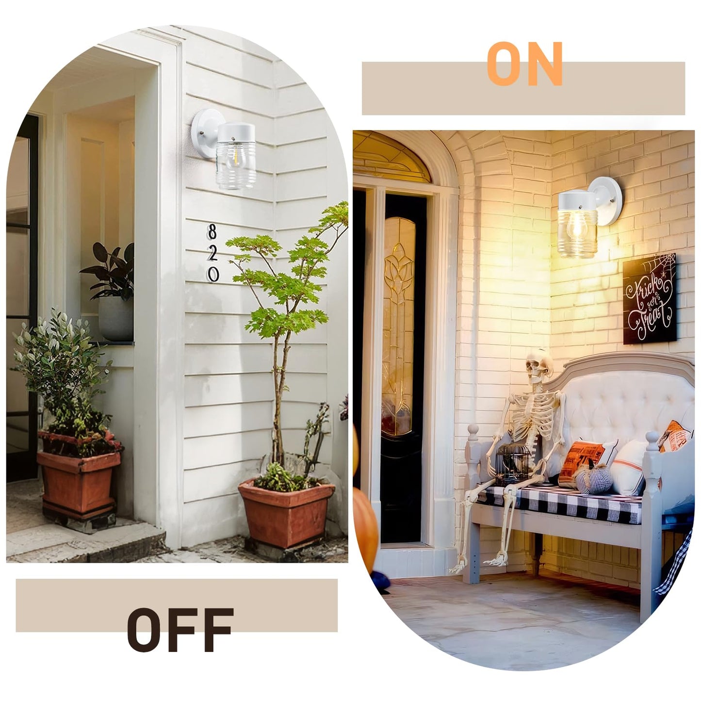 Ejiaxin 2 Pack Outdoor Wall Lantern - White Exterior Waterproof Wall Sconce Light Fixtures - Porch Lights Front Door Wall Lighting With Clear Glass Shade E26 Socket Wall Lamp For Patio Entryway