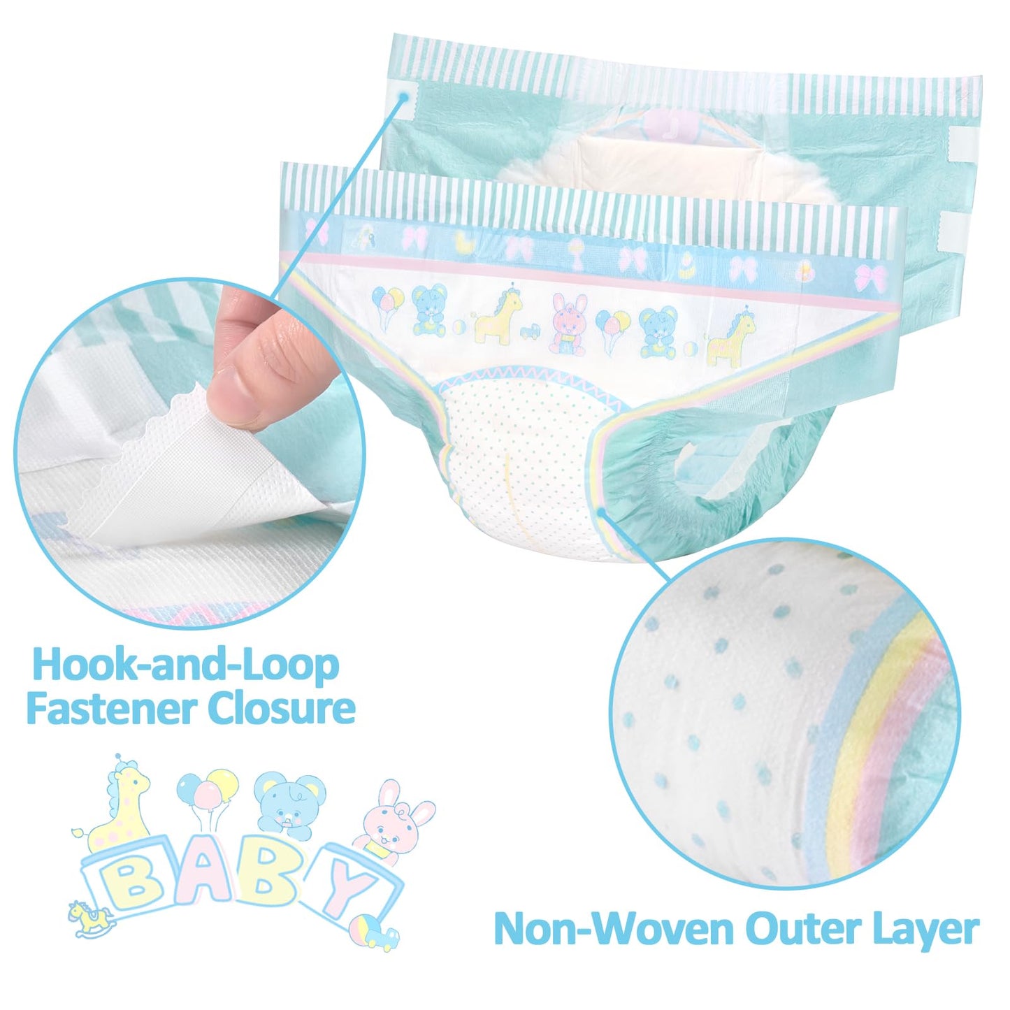 Littleforbig Adjustable Hook-and-Loop Fastener Closure Adult Printed Cloth Back Diaper 10 Pieces - Baby Parade (Medium 28"-38")