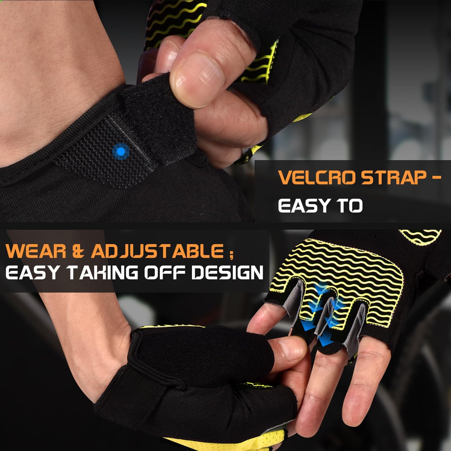 Sunnex Gym Gloves - Fingerless, Breathable Fitness Gloves for Weightlifting, Sports Training