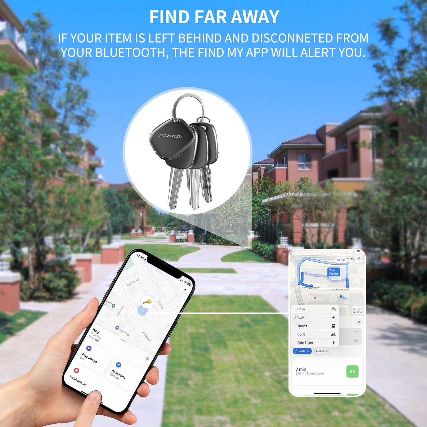 Annnwzzd Tags 4 Pack Air Tracker Item Finders With Apple Find My (Ios Only) Track Your Keys, Wallet, Luggage, Backpack, Super Li