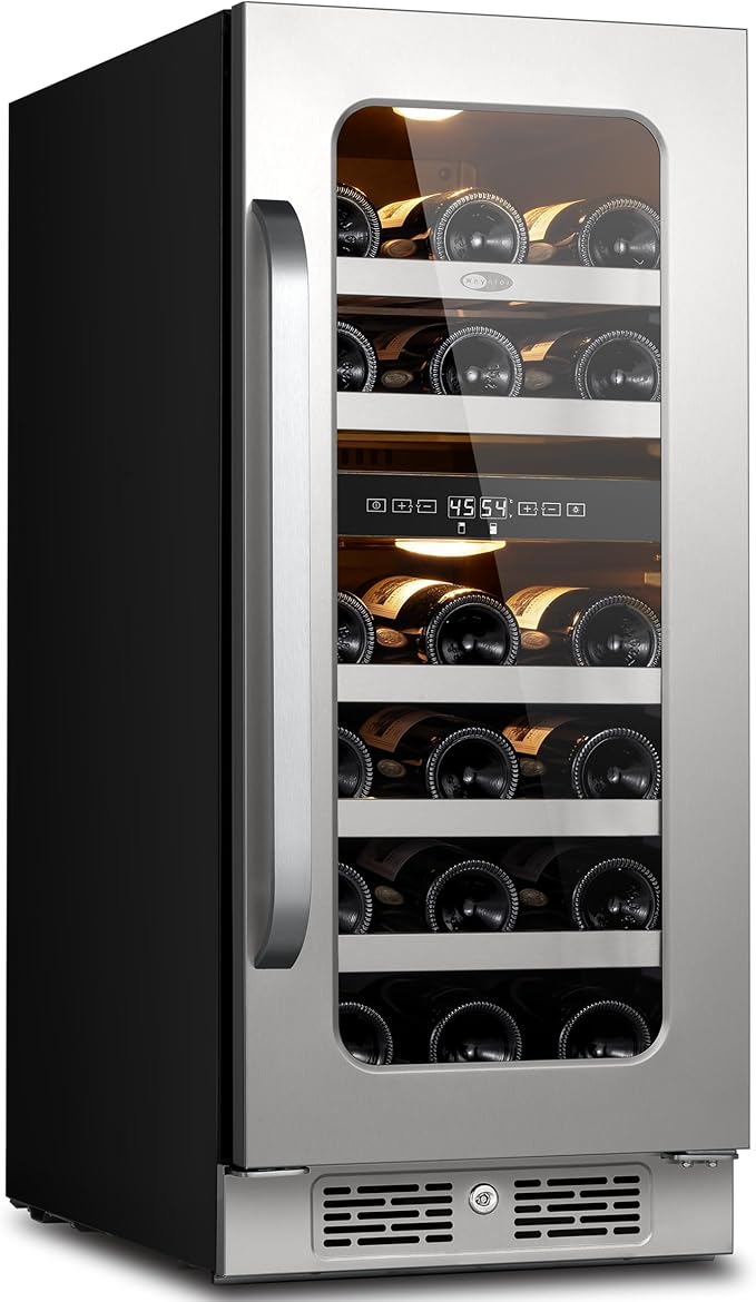 Whynter 29 Bottle Wine Fridge, 15 Inch Dual Zone Wine Cooler Refrigerator, 40-65°F Digital Temperature Control, 3 LED Wine Cellar, Built-in or Freestanding for Home Bar Kitchen Office(3.0 cu.ft)