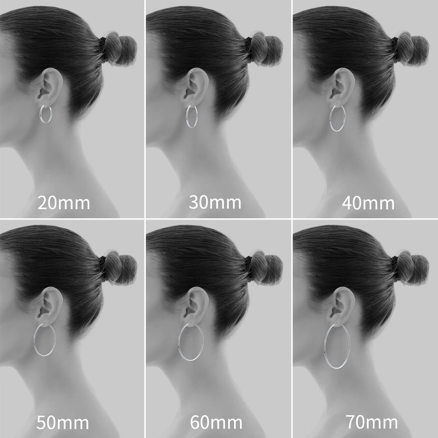 Gacimy Large Hoop Earrings for Women 14K White Gold Plated, 925 Sterling Silver Post Hoops for Women, 50mm Silver Tone Big Earri