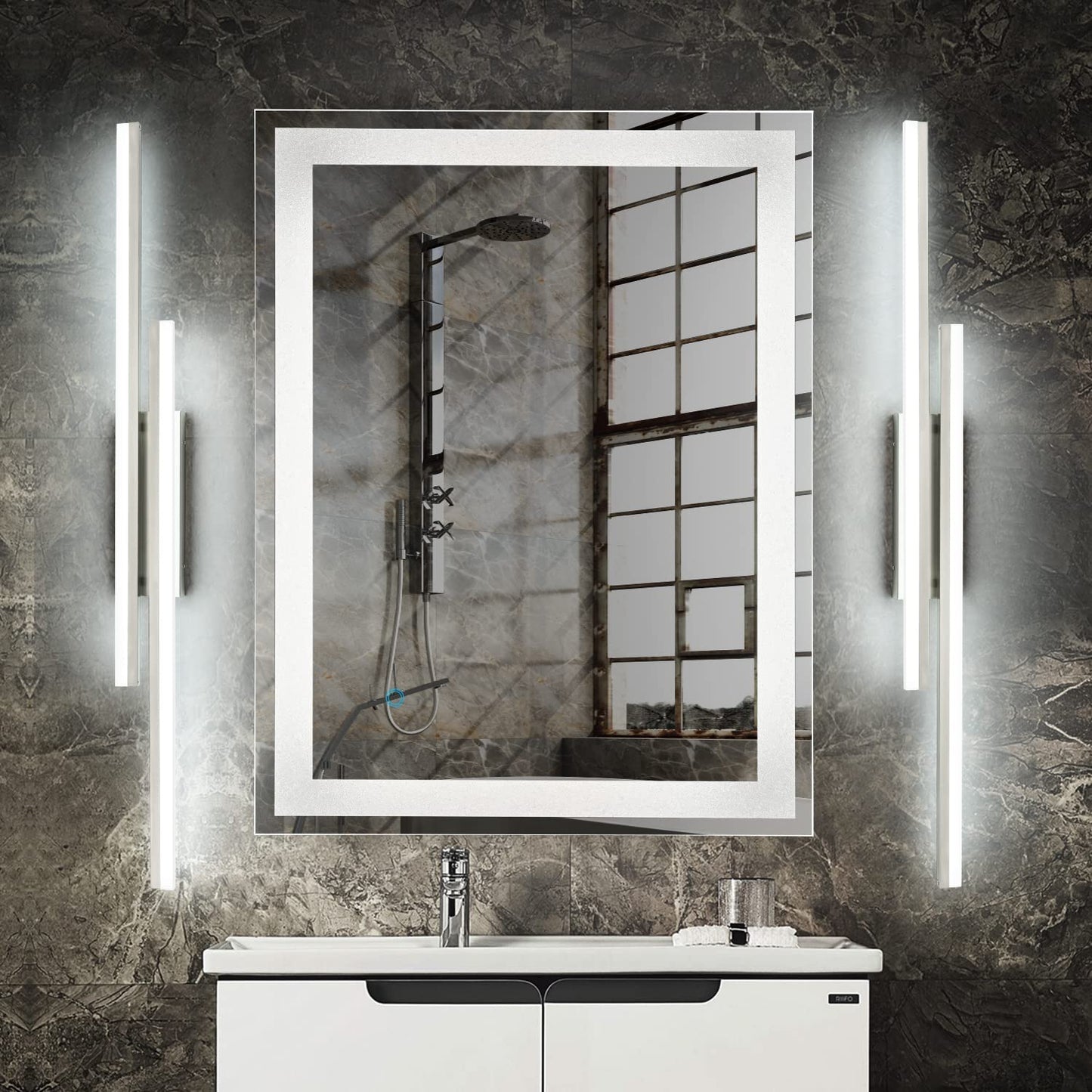 Presde 48In Dimmable Led Bathroom Vanity Light Fixture, Brushed Nickel, Cold White 6000K, Modern Design Over Mirror Lighting