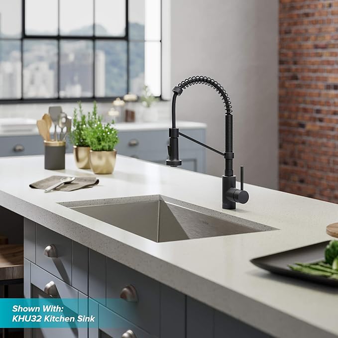 Kraus KPF-1610MB-KAG-1MB Bolden Single Handle 18-Inch Commercial Kitchen Faucet with Air Gap, Matte Black