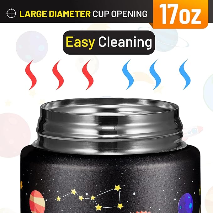 Charcy 17oz Thermo for Hot Food, Soup Thermo Food Container for Lunch Box with Folding Spoon ZB - Black Plant