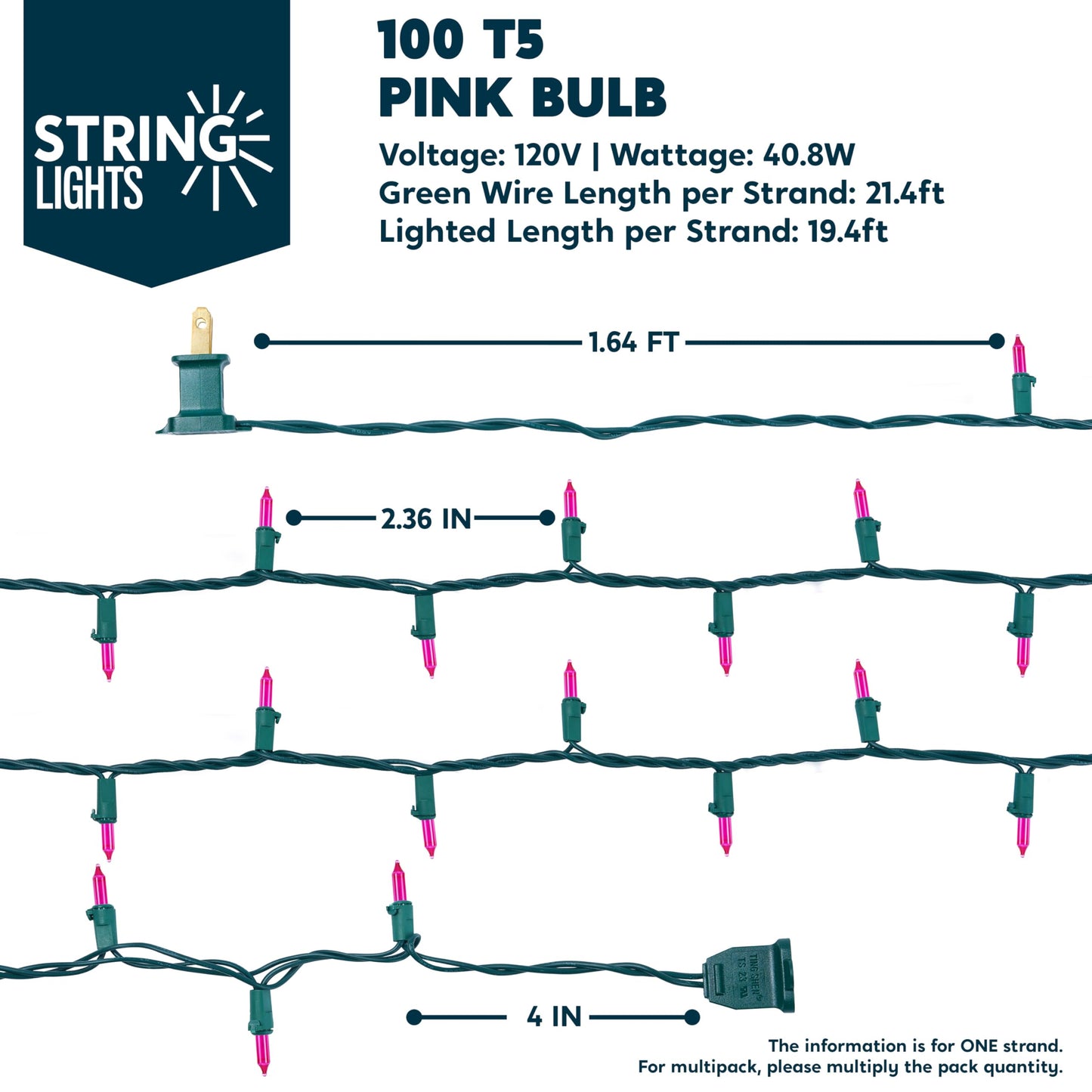 Joiedomi Pink Christmas String Lights 200(2X100) 42.8Ft Valentines Day Fairy Tree Lights Plug In For Indoor Outdoor Xmas Valentines Decor Patio Holiday Theme Party Yard House Green Wire