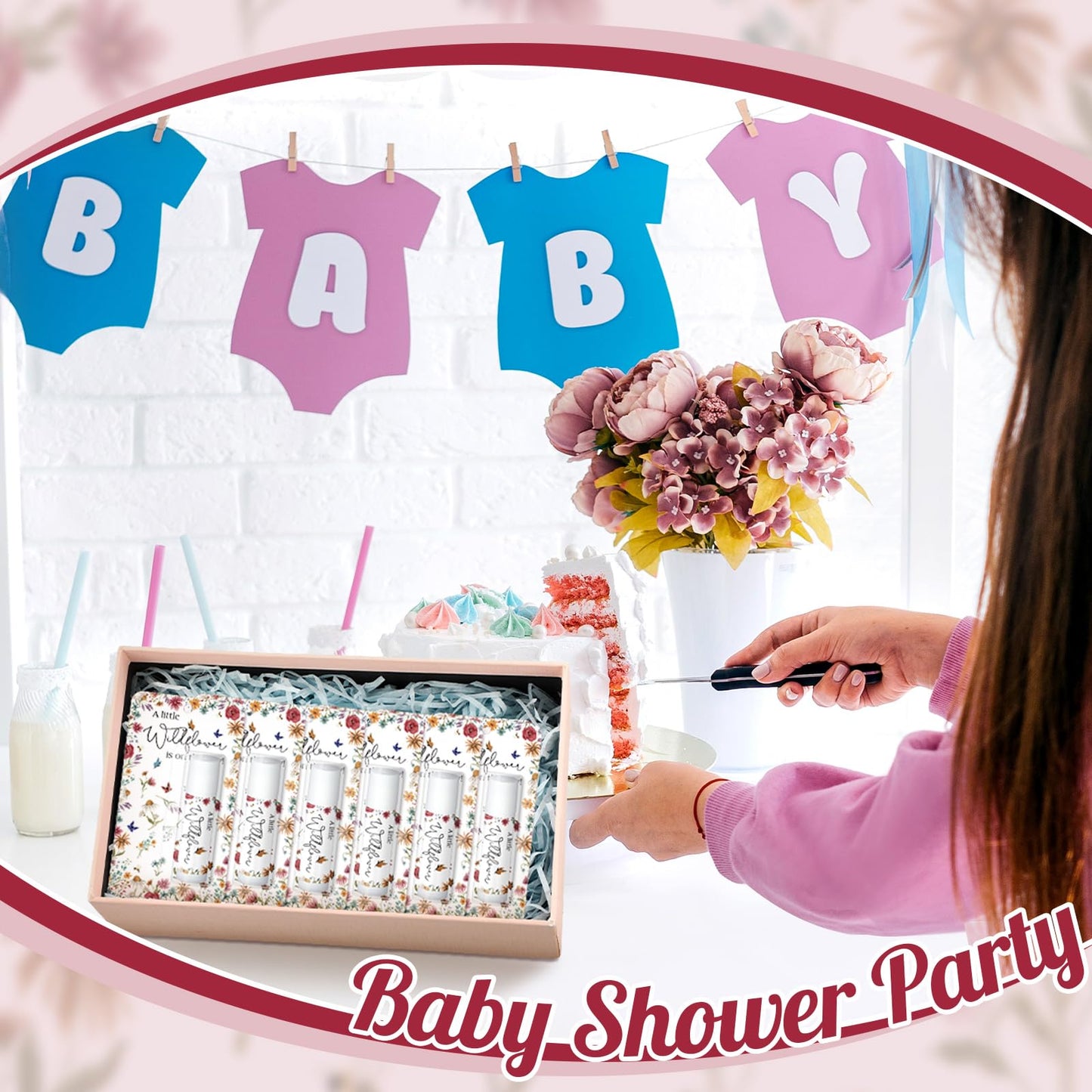30 Pack a Little Wildflower Baby Shower Games Prizes Gifts Bulk Wildflower Lip Balms Favors for Winners Boys Girls Gender Reveal