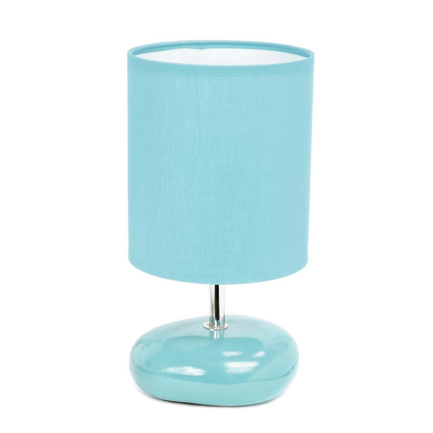 Simple Designs Lt2005-Blu Ceramic Blue Table Lamp - Small Stone Look Bedside Desk Light