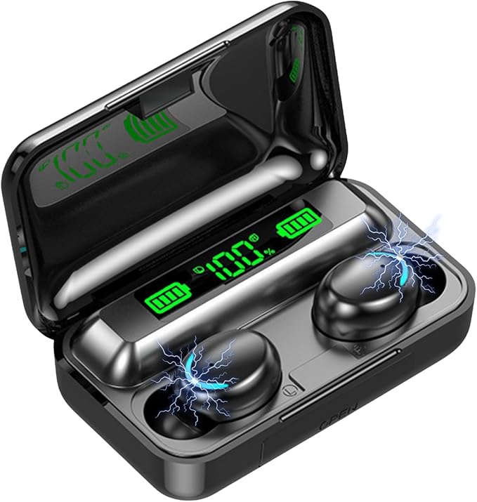 BSWLMDD Wireless Earbuds, Bluetooth 5.3 Headphones, Touch Control Noise Cancellation, HiFi Stereo with LED Display Chargin...