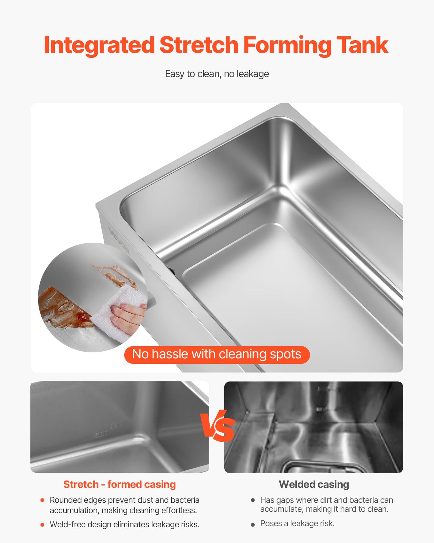 VEVOR 4-Pan Commercial Food Warmer, 24QT Electric Steam Table, 1200W Professional Countertop Stainless Steel Buffet Bain Marie with 86-185°F Temp Control for Catering and Restaurants, Silver