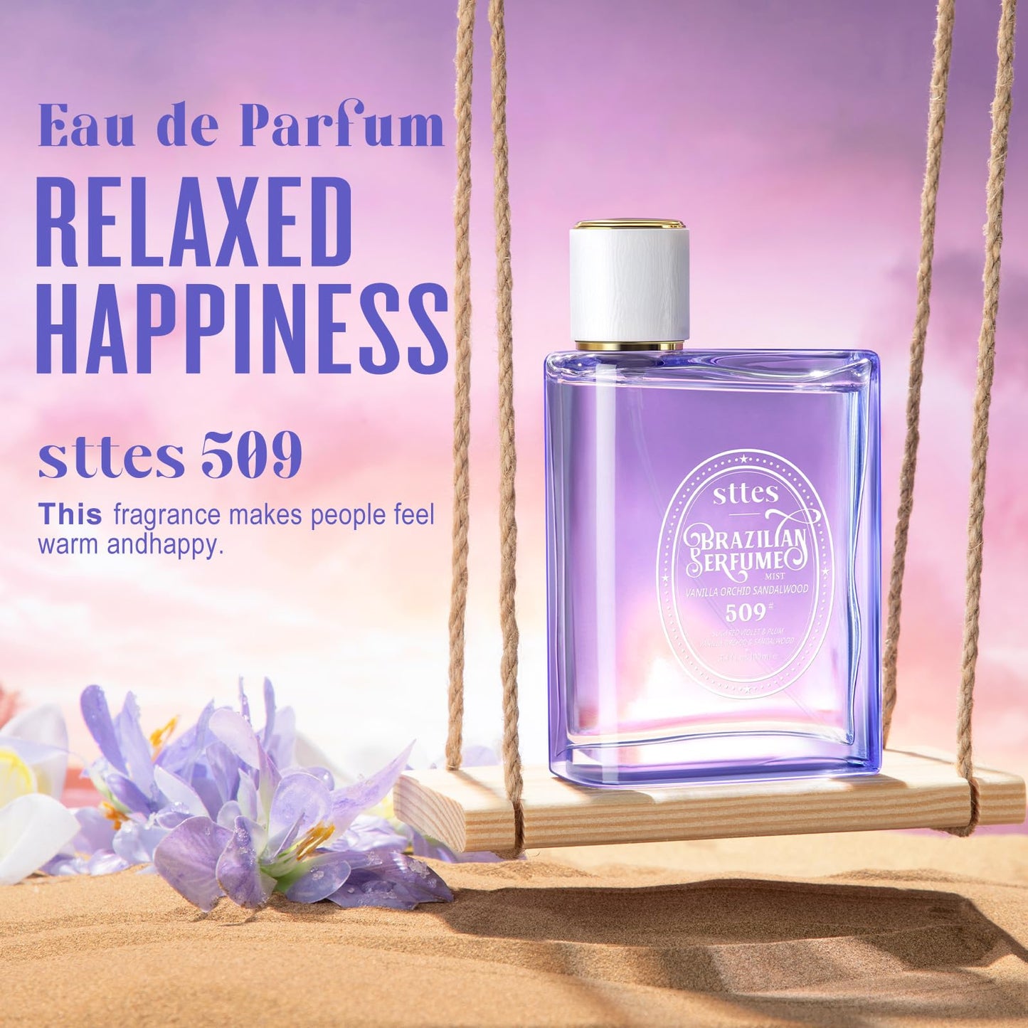 Sttes Perfume 509# (Vanilla Orchid Sandalwood) - Eau de Perfume 100ml (3.4fl oz) Woody Food Tune (Vanilla + Orchid + Sandalwood)