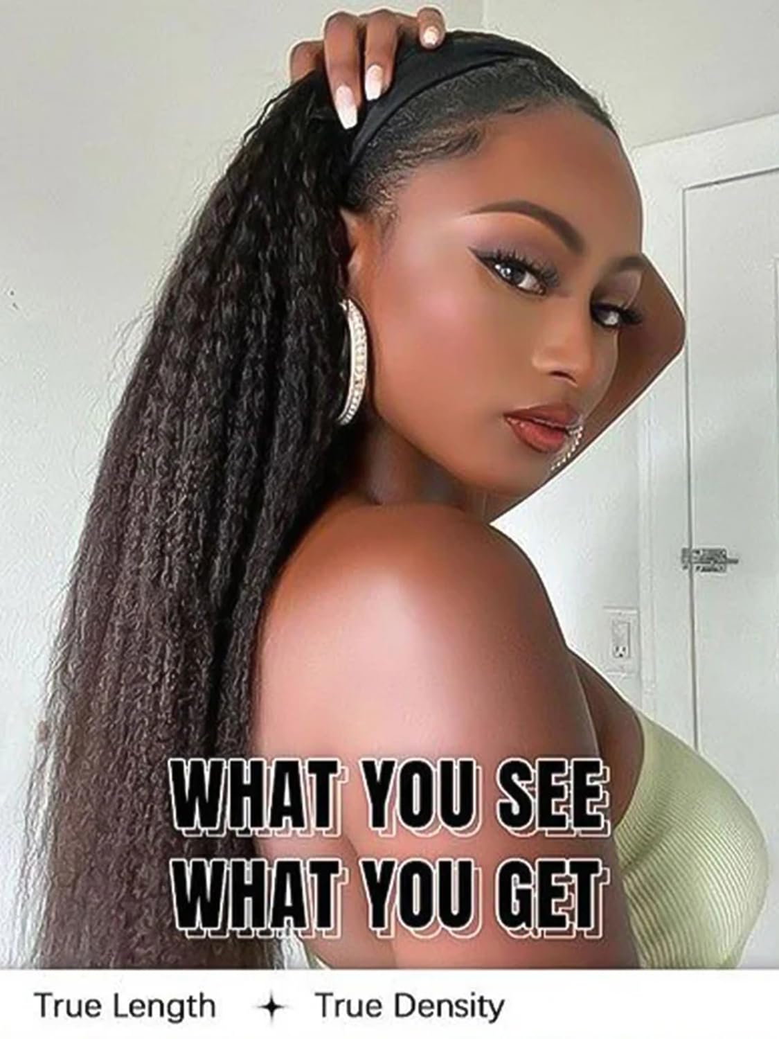 ORIGINAL QUEEN Kinky Straight Half Wig with Headband Human Hair No Lace Headband Wig Wear and Go Glueless Wigs Human Hair for Bl