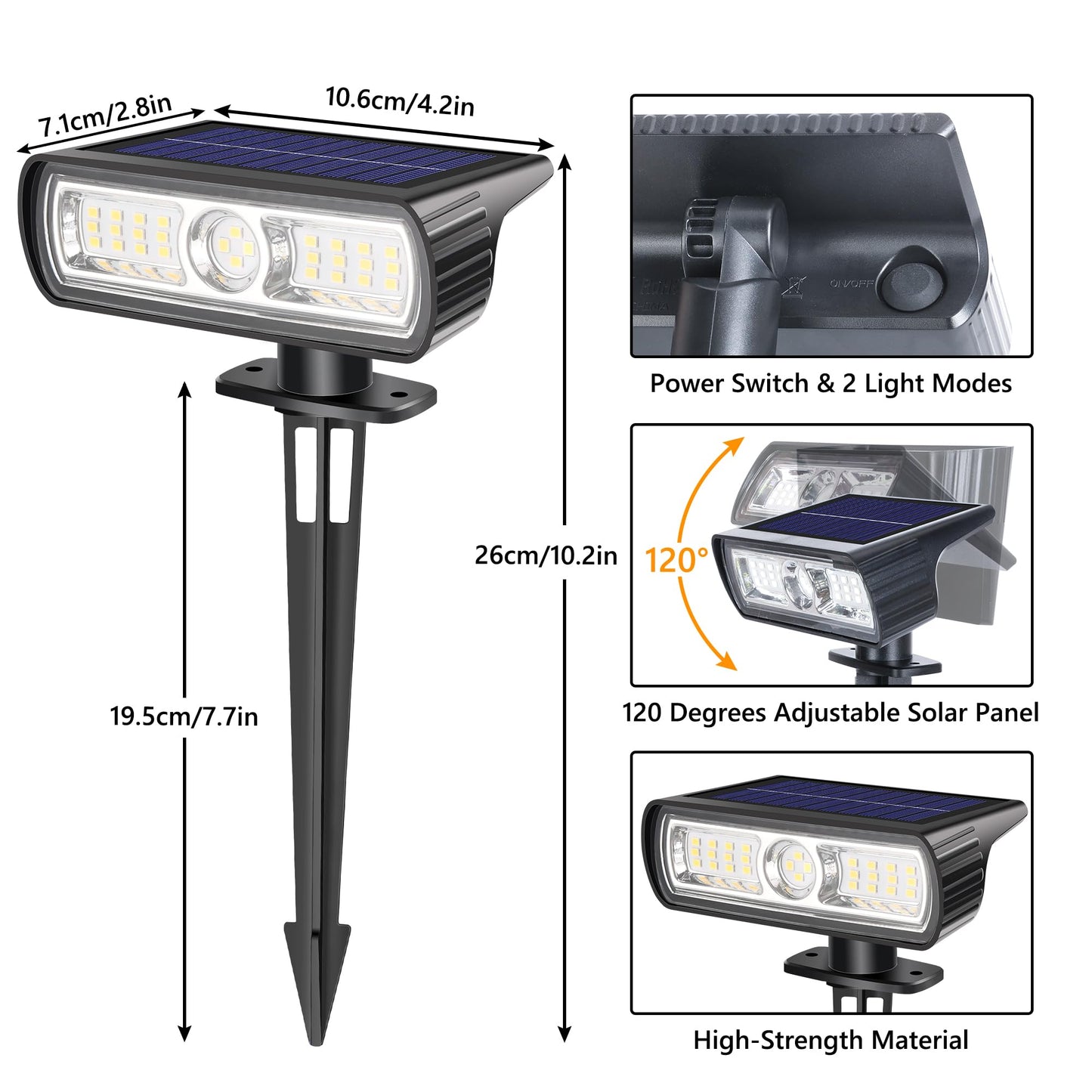 Toodour Solar Spot Light Outdoor  4 Pack Solar Lights Outdoor With 2 Modes  Waterproof Solar Powered Flood Lights Landscape Lighting For Yard Garden Home Pathway Walkway Outdoor Decor - Cool White