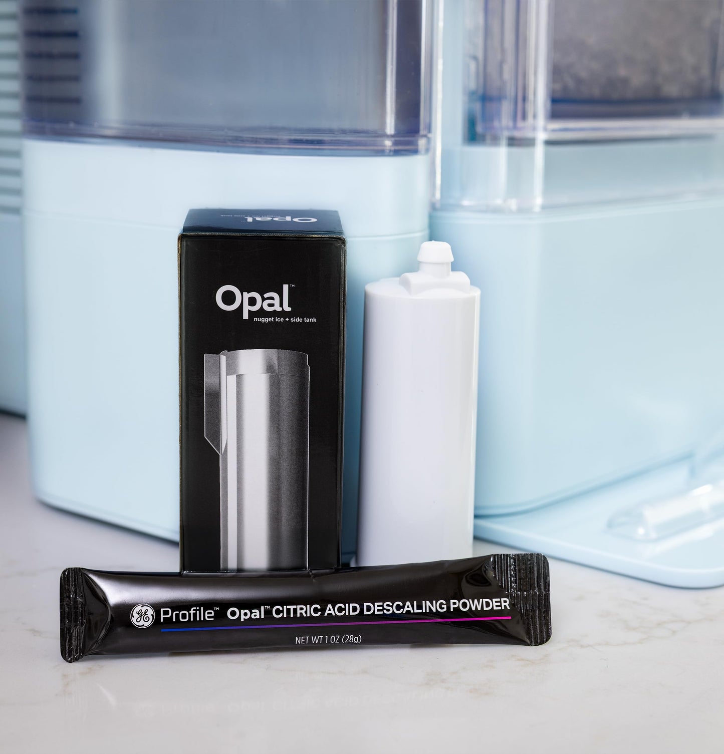 GE Profile Opal 2.0 XL with 1 Gallon Tank, Chewable Crunchable Countertop Nugget Ice Maker, Scoop Included, 38 lbs in 24 Hours, Pellet Ice Machine with WiFi & Smart Connected, Moonstone Blue