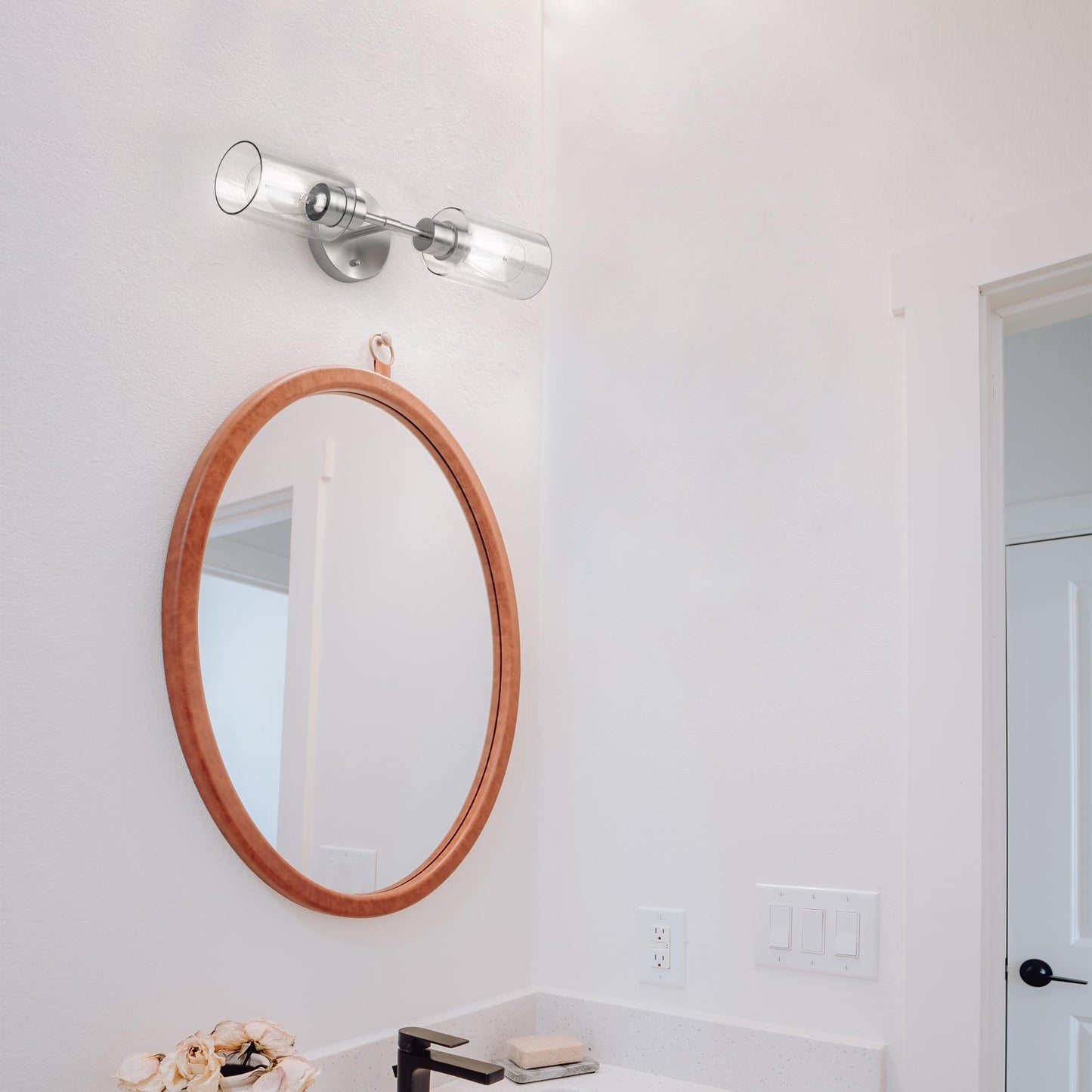 Espird Bathroom Light Fixtures 2 Light Brushed Nickle  Bathroom Vanity Lights Over Mirror  Bathroom Sconces Wall Lighting Farmhouse Vanity Light  Modern Vanity Lights With Clear Shades