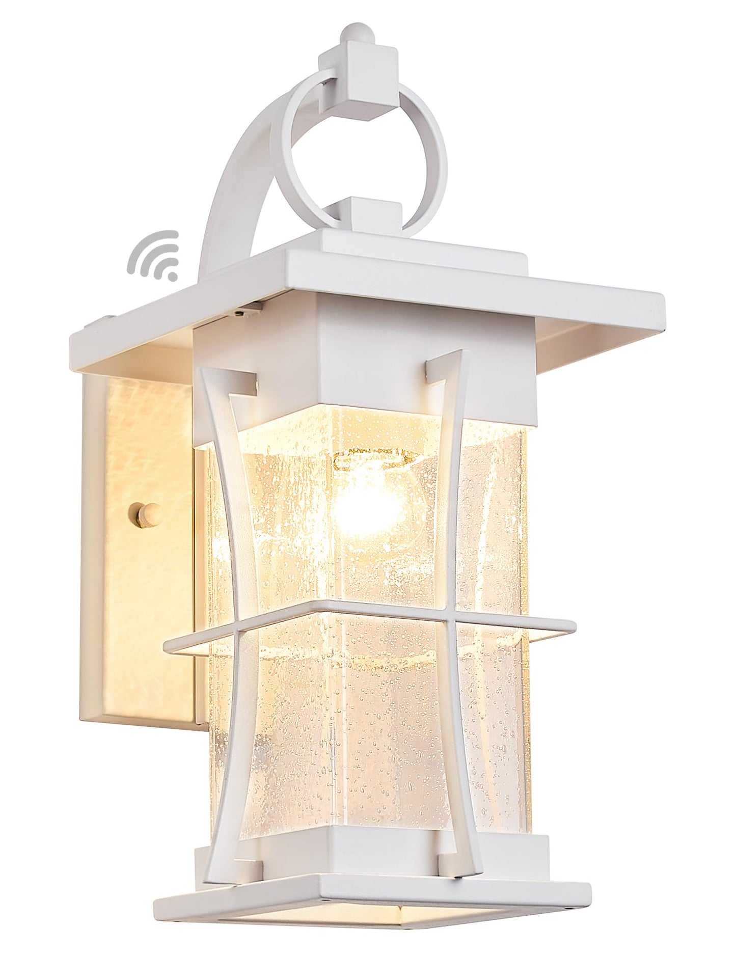 EERU White Outdoor Wall Light Dusk to Dawn Lantern with Photocell Sensor, Waterproof, Metal, Model 05-E-WL(WH)