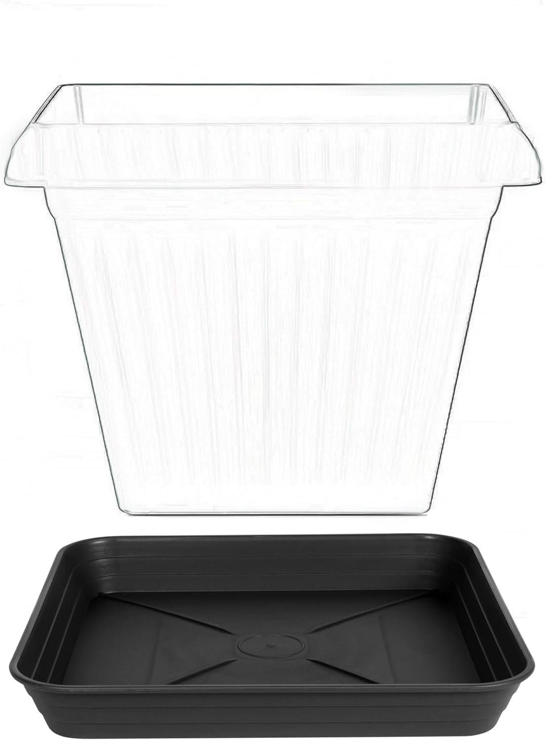 4 Pack Square Plant Saucer Tray 18 inch, Heavy Duty Plastic Plant Saucers for Indoors Outdoor, Flower Plant Drip Trays for Pots, Square Seed Starting Tray, Seedling Growing Trays
