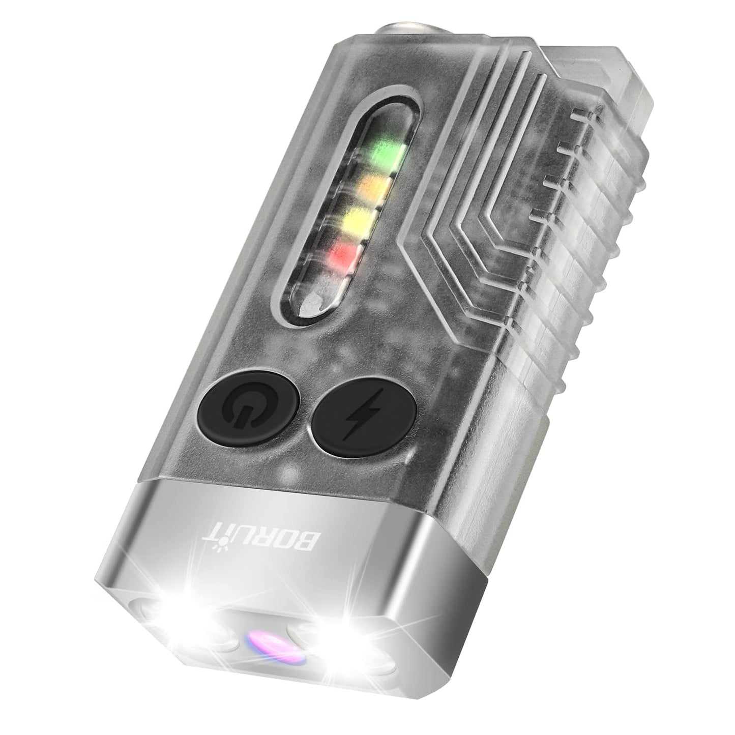 Boruit V10 Led Flashlight - 1000Lm Usb C Rechargeable, 365Nm Uv Black Light, Compact Keychain, White Aluminum