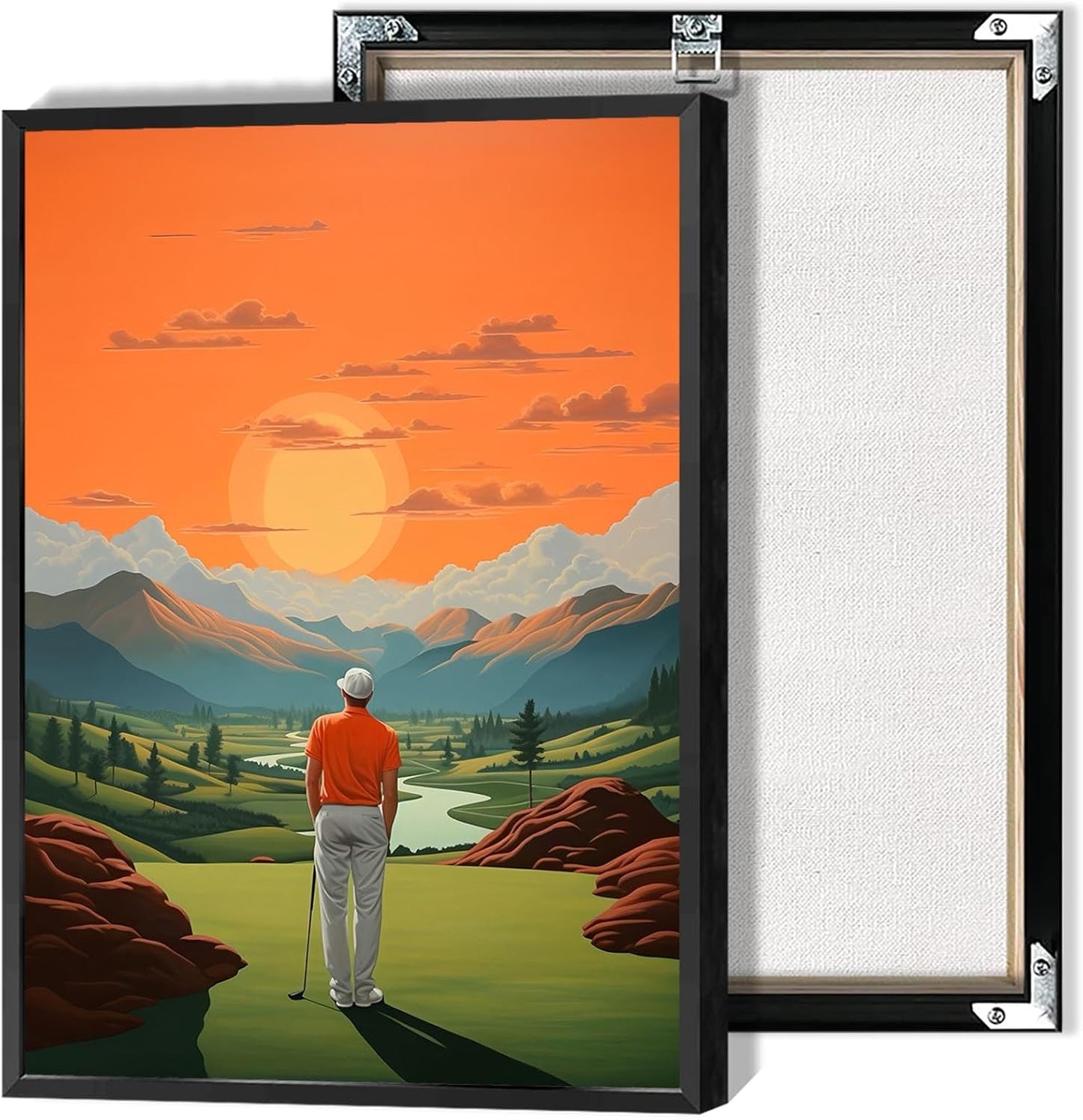 Trendy Golf Course Poster Golf Theme Canvas Wall Art Aesthetic Sunset Sports Landscape Pictures Prints Painting For Living Room Bedroom Office Wall Decor 16x24in Unframed