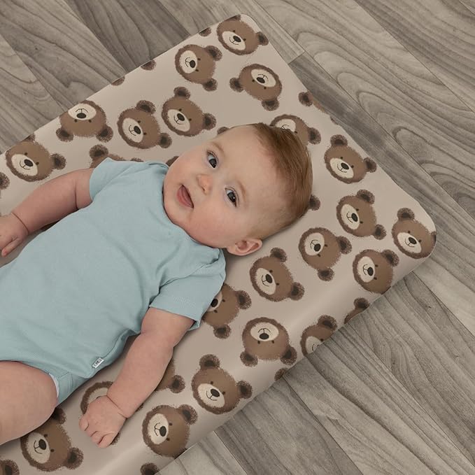 Neutral Boho Bears Changing Pad Covers for Baby Girls Boys Cute Brown Bear Fitted Change Table Covers Mats Watercolor Bears Soft Nursery Diaper Change Table Sheets for 32''×16'' Contoured Pad