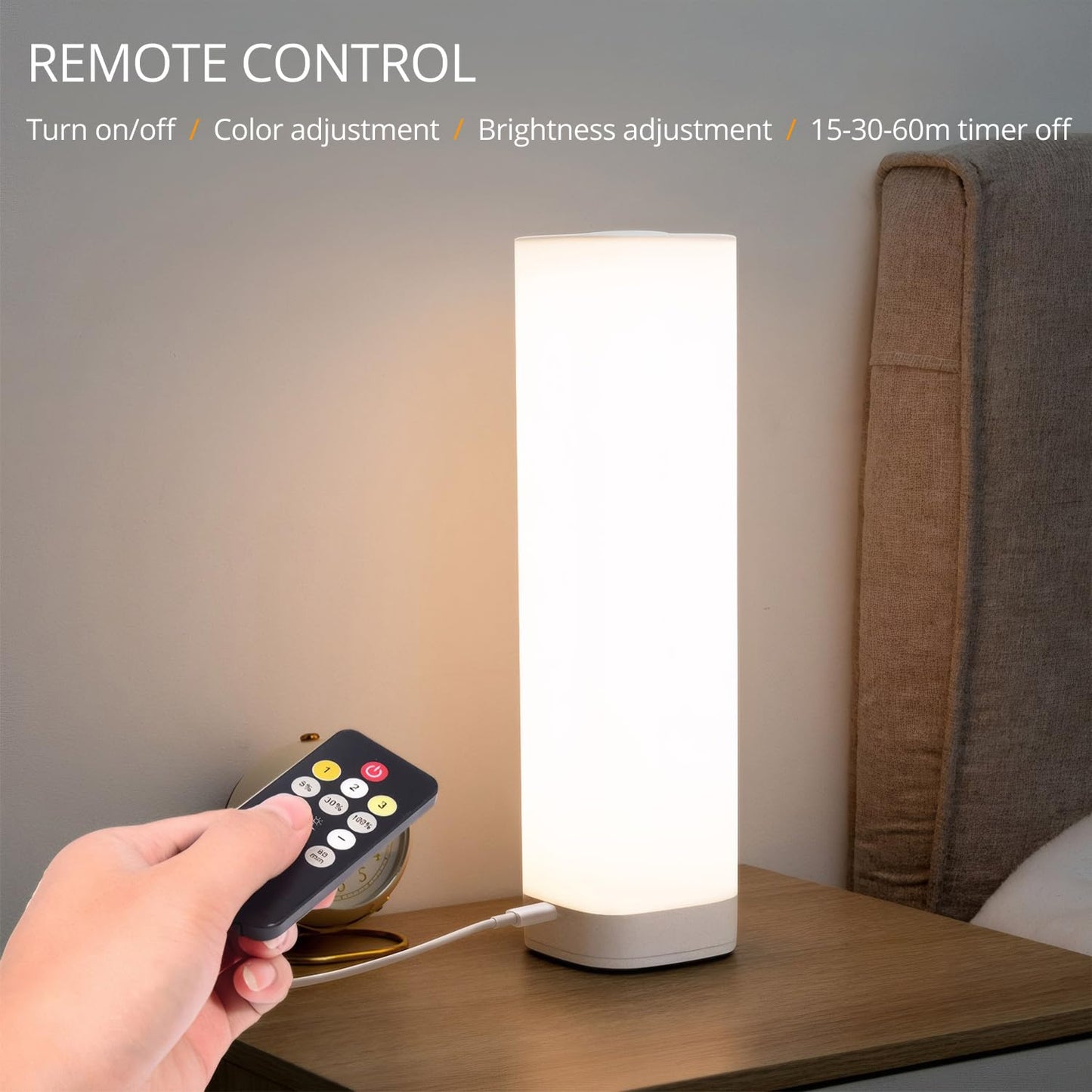 Semlos Led Table Lamp - Touch Control, Remote, 3 Colors, 10 Dimmable Brightness, Square 30Cm, White, Model 004-20168-W-1