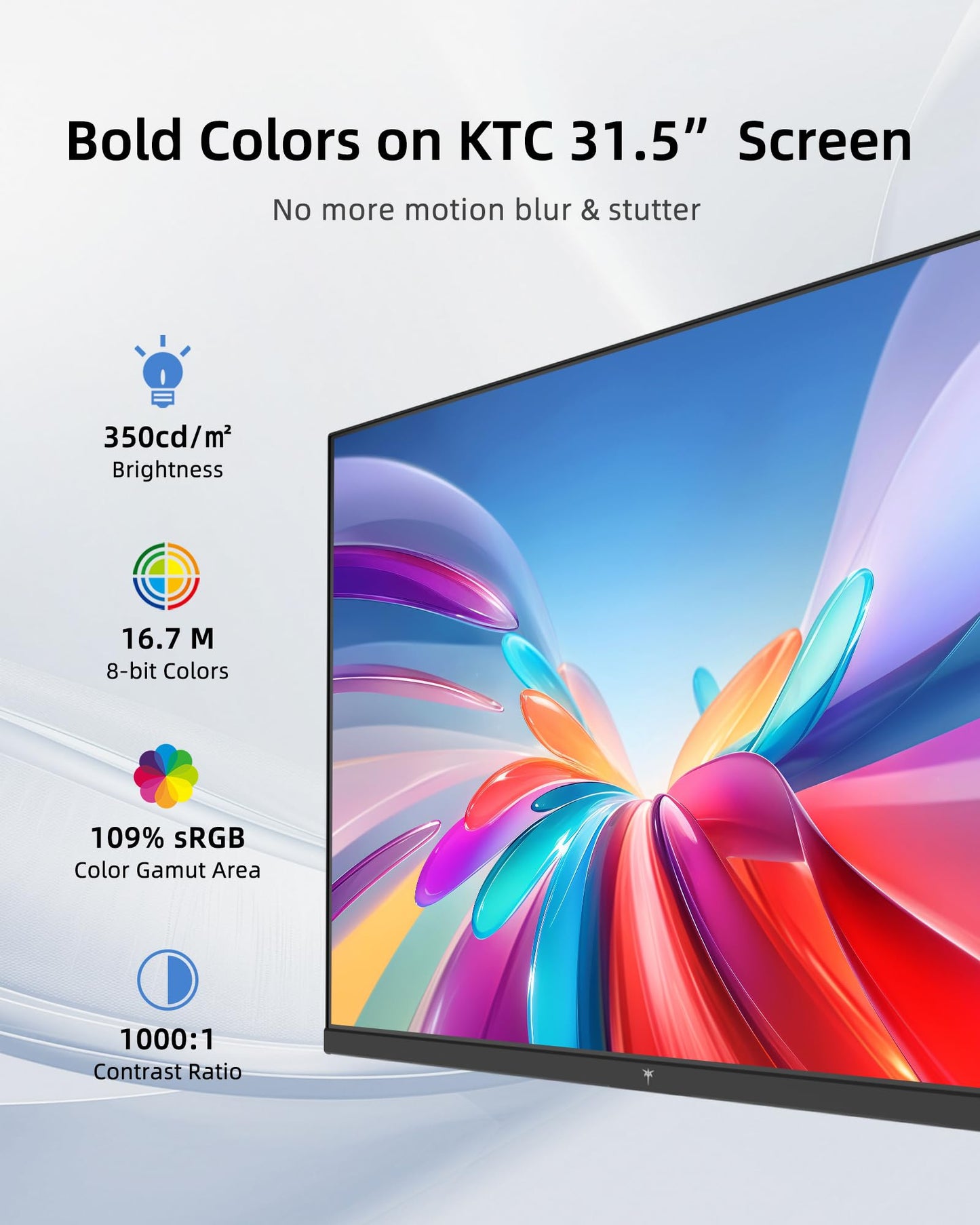 KTC 32 Inch Computer Monitor 2K - 1440P IPS Monitor 120Hz, Adaptive Sync, 109% sRGB, HDR10, Eye Care, HDMI Displayport, Tilt, VESA Compatible, 100Hz PC Monitors for Home Office Gaming, White, H32D6