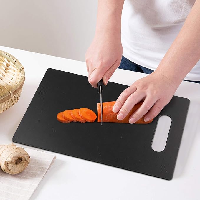 6 Packs Plastic Cutting Board Mats for Kitchen, Chopping Board Set, Black