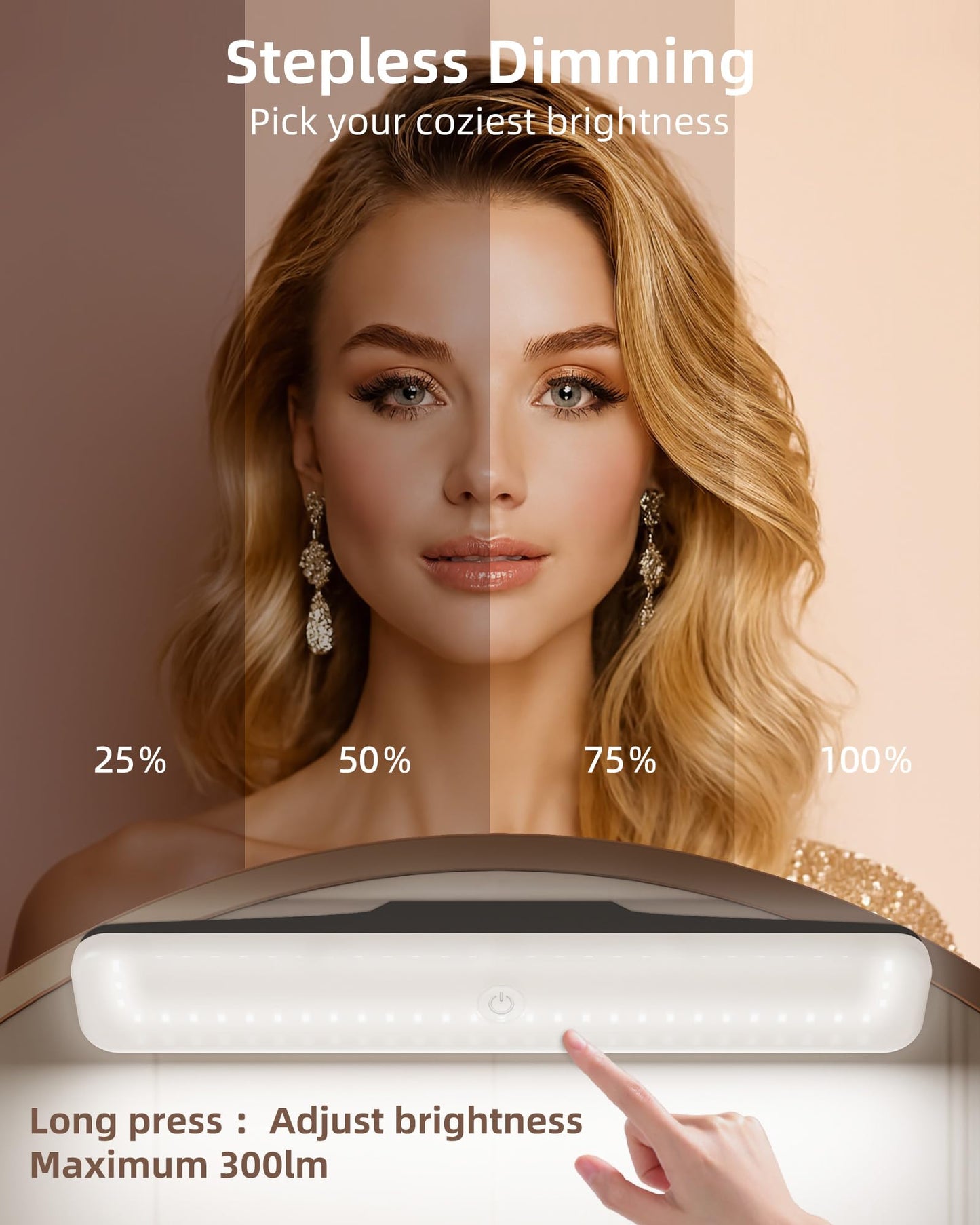 EZVALO Wireless Makeup Light 2 Pack, Vanity Lights for Mirror,Bathroom Mirror Light, Rechargeable, 3 Color Temperatures, Stepless Dimming, Touch Control, Adjustable Angle, Black, Women's Gifts