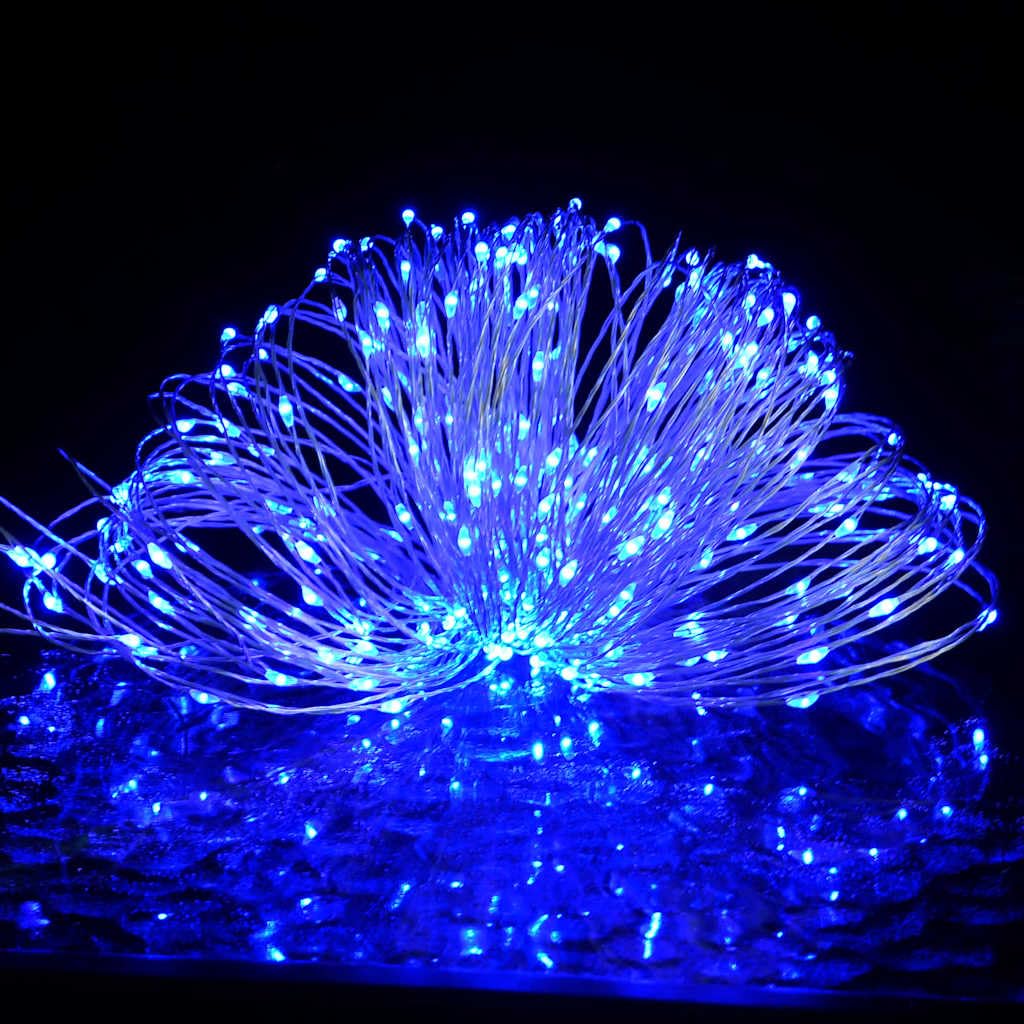 vidaXL Blue LED String Lights, 150 LEDs, 49.2 ft Long, Flexible Copper Wire, Model 330052, Indoor & Outdoor Use
