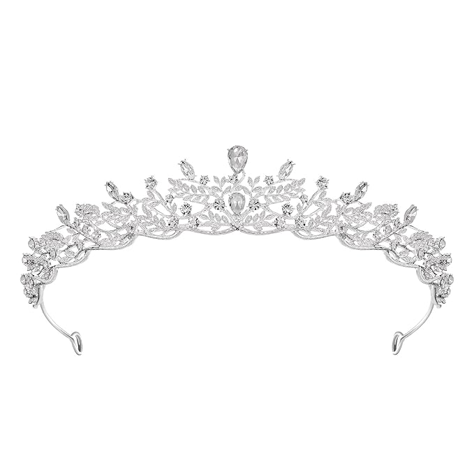 SWEETV Silver Tiara Crown for Women,Princess Tiaras for Girls,Crystal Retro Hair Accessories for Wedding Birthday Prom Pag...