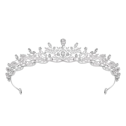 SWEETV Silver Tiara Crown for Women,Princess Tiaras for Girls,Crystal Retro Hair Accessories for Wedding Birthday Prom Pag...