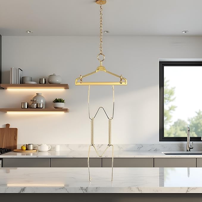 Gold Plate Dish Hanger Dismountable Wall Display Securing Clip W Type Dish Spring Holder Invisible Hook Home Decor Vertical Plate Holders (6 Inch)