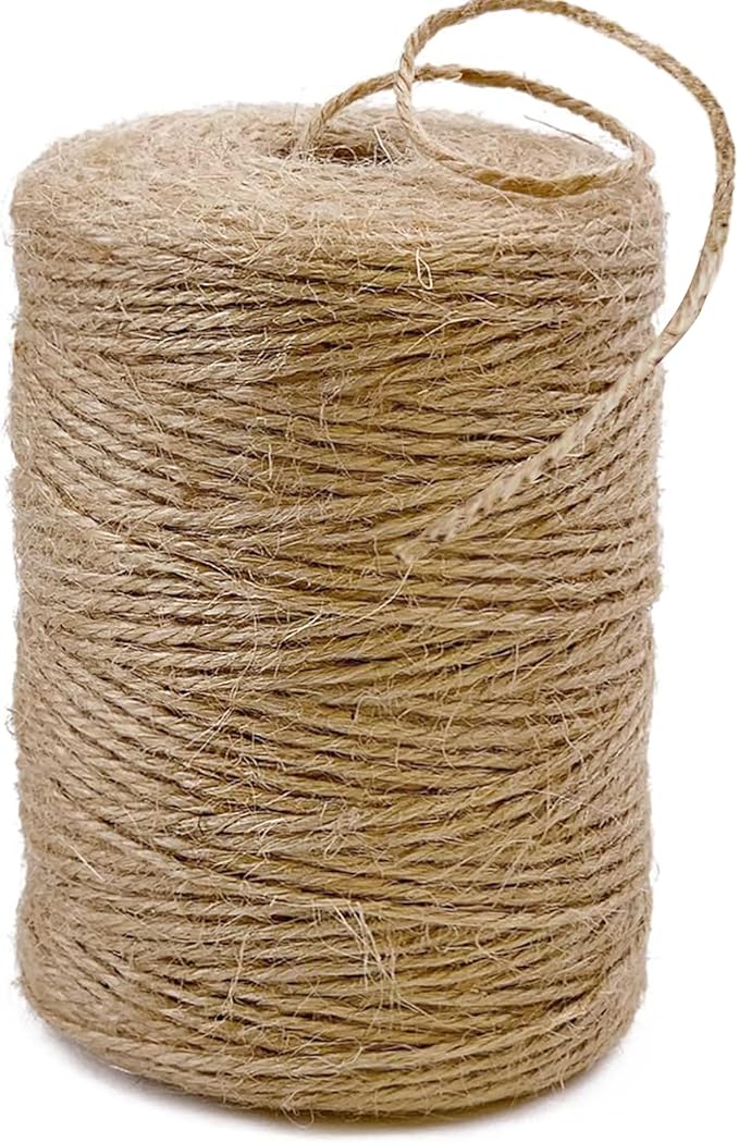 656 Feet 3Ply Jute Twine String, 2mm Natural Brown Thick Twine Rope for Crafts, Gardening, Tomato, Climbing Plant, Tie Flo...